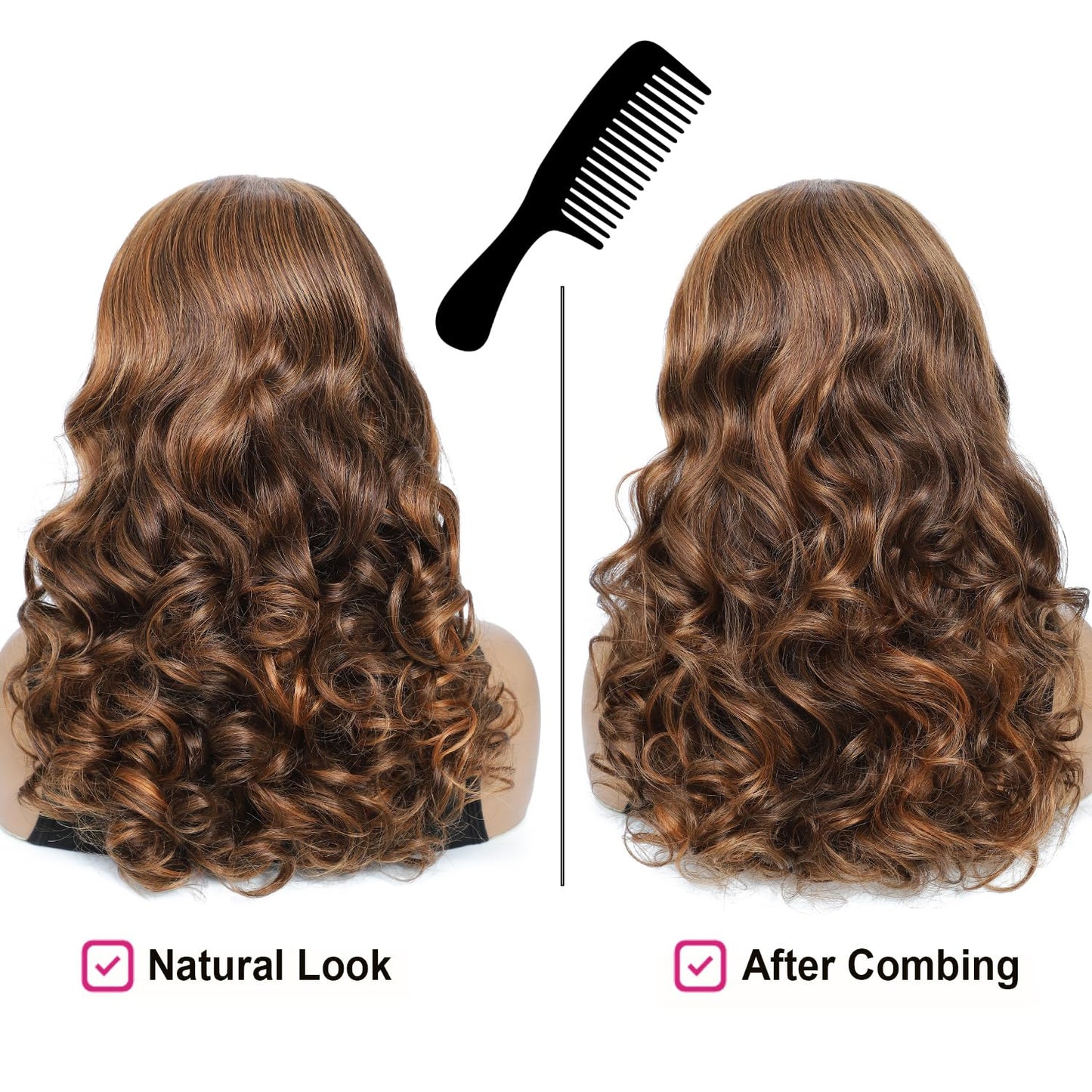 Highlight Ombre Lace Front Wigs Human Hair 250 Density Wig 13x4 Loose Body Wave Lace Front Wigs 250 Density Glueless Wigs Human Hair Pre Plucked with Baby Hair Double Drawn Colored Wigs 24 Inch