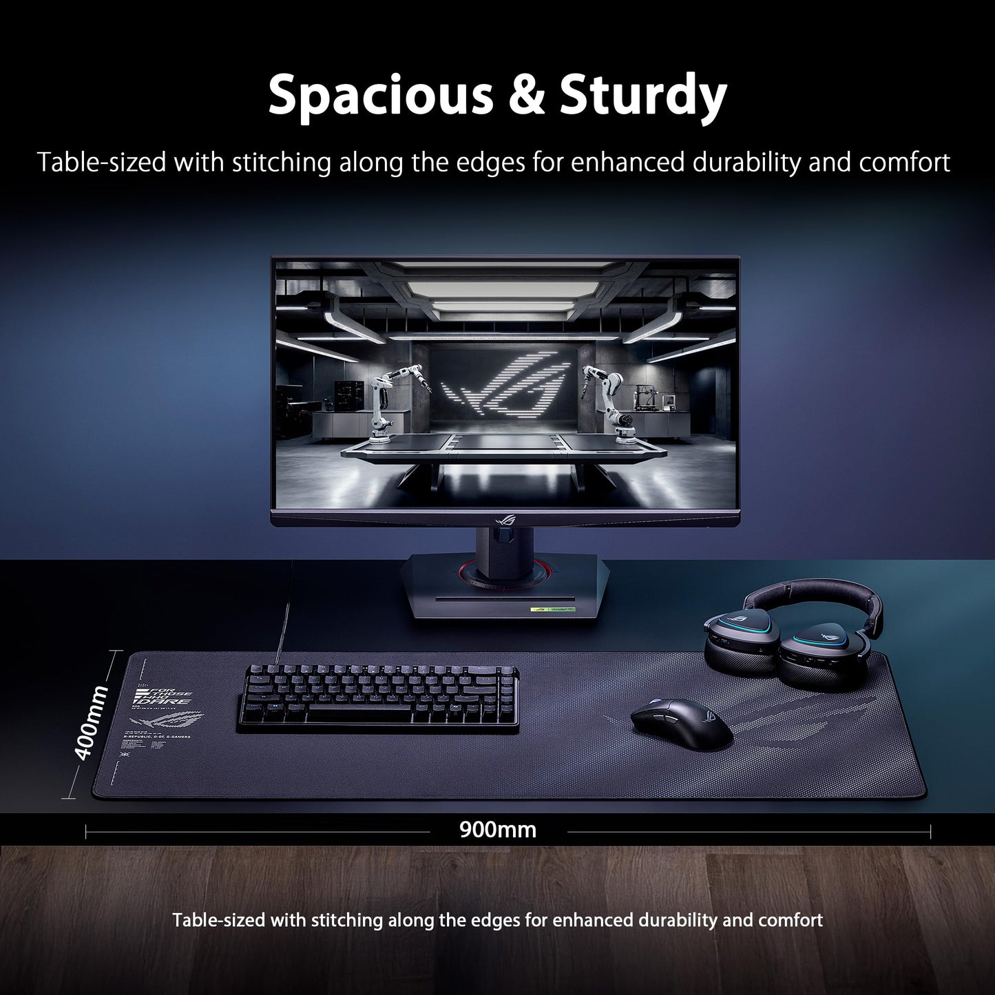 ASUS ROG Sheath II XXL Gaming Mouse Pad – 35.4” x 15.7”, Advanced Cooling Fabric, 1.5X Smoother Textile-Weave Surface, Flat-Stitched Durable Edges, Non-Slip Base - Black