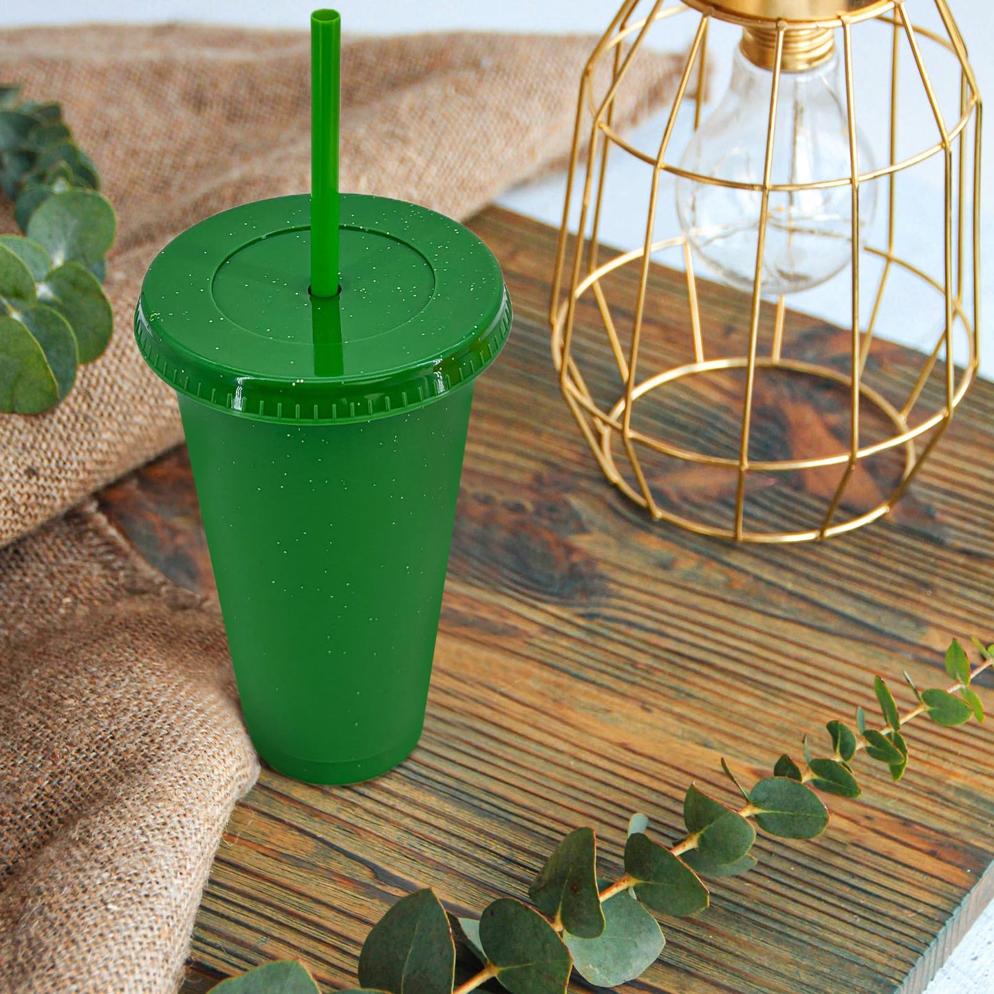 YOUKE OLA 72 Pack Glitter Plastic Cups with Lid and Straw, 24 oz Bulk Reusable Cup for Coffee Cup for Adult Birthday Party (Mix Color)