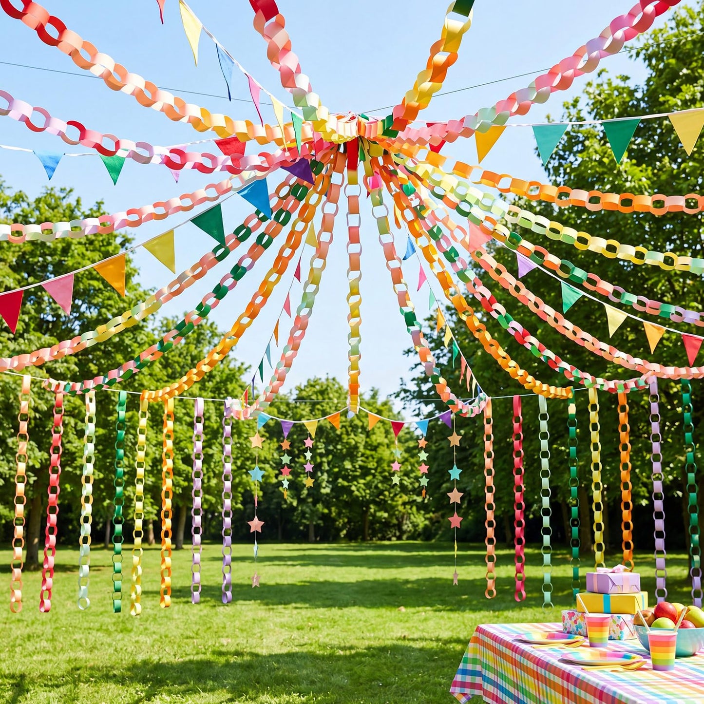 Lincia 2000 Sheets Valentine Paper Chain Garland, Construction DIY Crafts Chain Strip for Winter Holiday Party Decor, 1x8 Inch with Double Sided Tape (Bright)