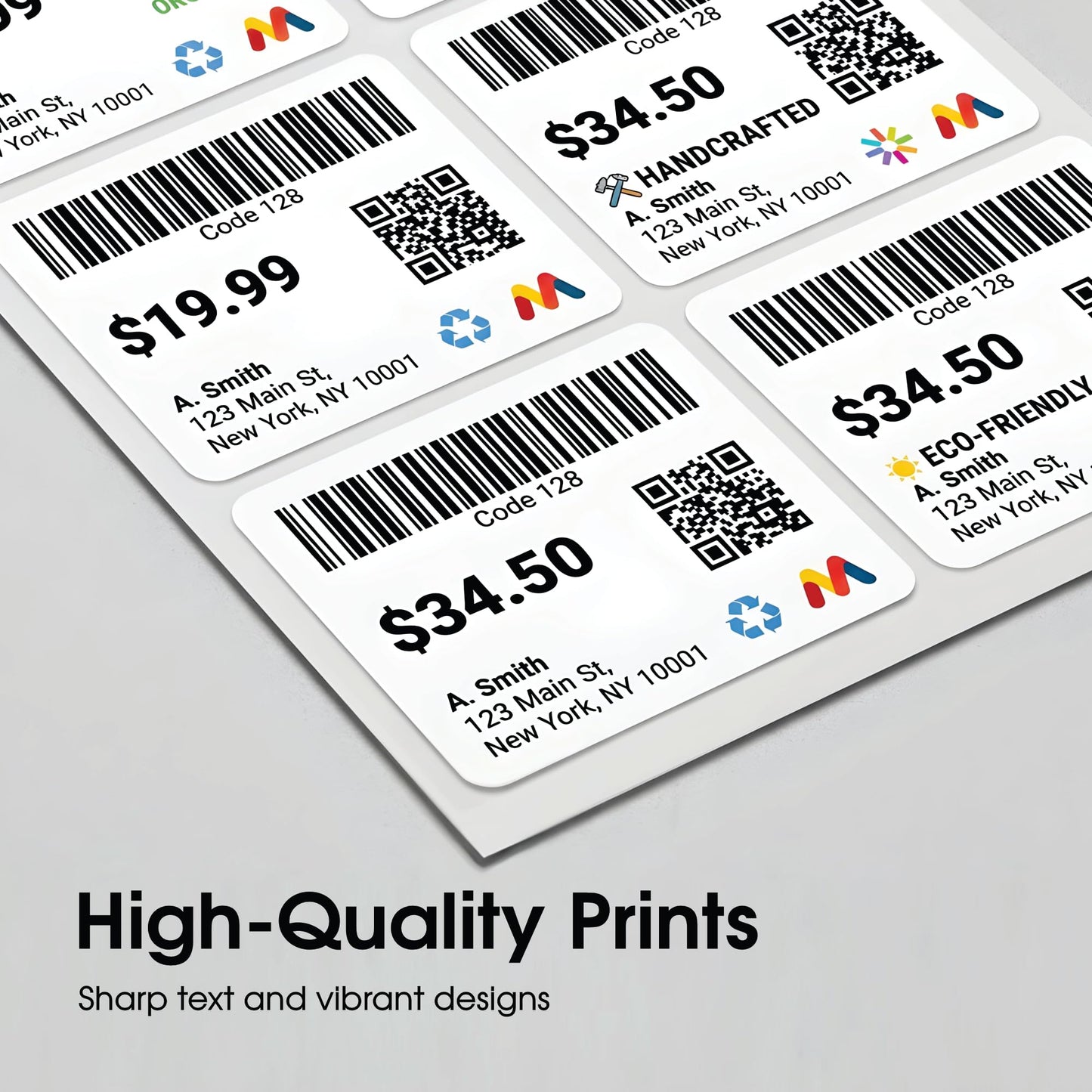 4" X 3.33" Matte White Printable Shipping Labels (250 Sheets, 1500 Stickers) Address and Mailing Labels for Laser & Inkjet Printers - Spartan Industrial Template R015