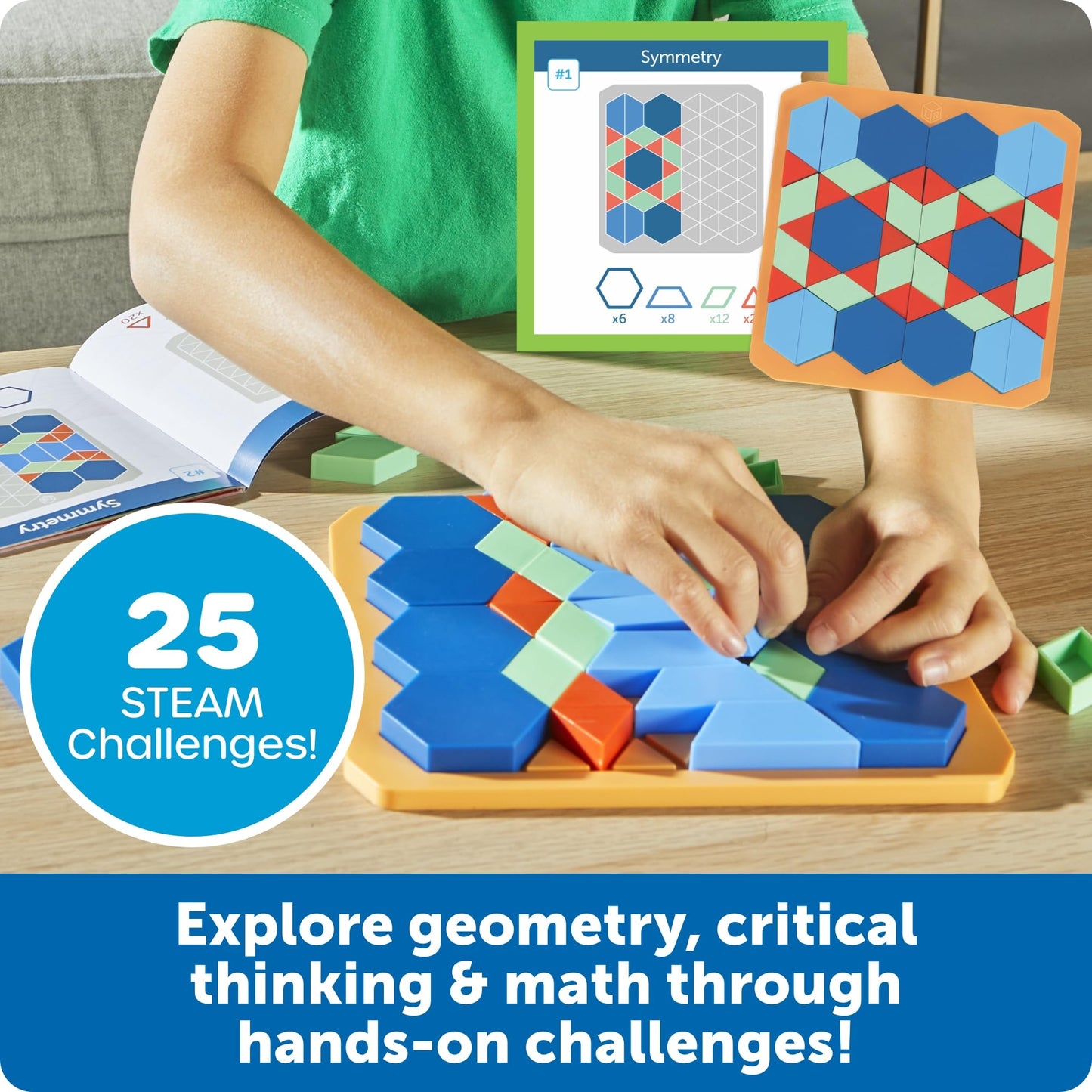 Learning Resources STEM Explorers Math Mosaics - Geometry Math Manipulatives, Montessori Symmetry and Patterning, Critical Thinking for Students, Fine Motor Skills, Puzzle Tile, Back to School