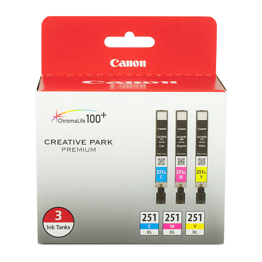 Canon CLI-251XL Genuine Three Color Multi Pack, Compatible with MG6320, iP7220, MG5420, MX922, MX722, MG7120, MG6420, MG5520, iX6820, iP8720, MG7520, MG6620, MG5620 (Optional) Printers