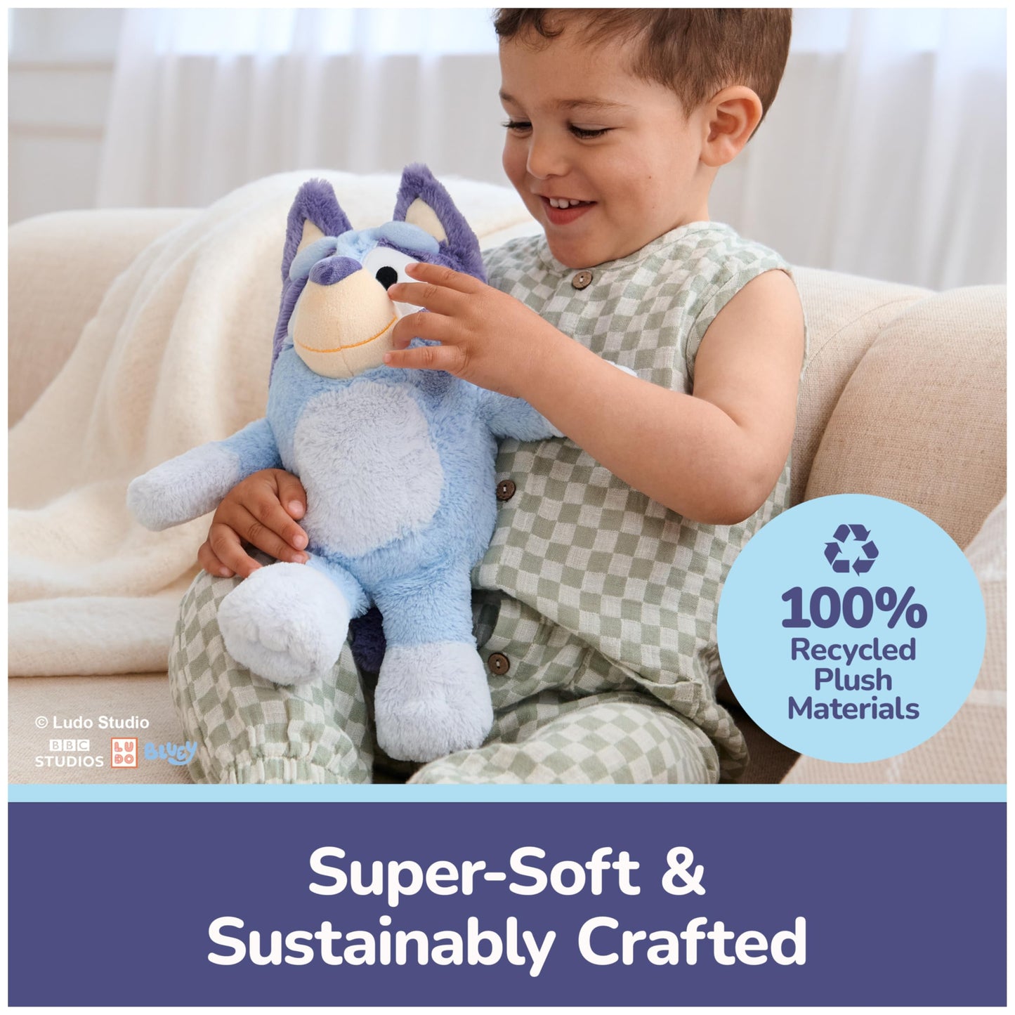 GUND Bluey Sustainably Soft Plush, Made with Recycled Materials, Stuffed Animals for Kids & Toddlers, Blue, 13”