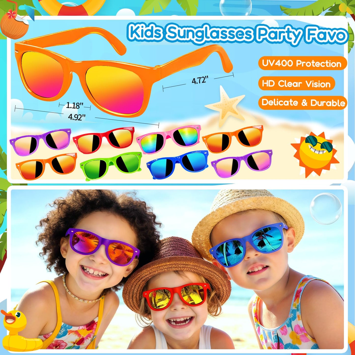 Pool Party Favors and Beach Party Favors 168pcs Summer Pool Toys for Party,Kids Ages 4-8 8-12, Including 12 Castle Mold Buckets, 12 Shovels,Beach Balls, Sunglasses, Bubble Wands