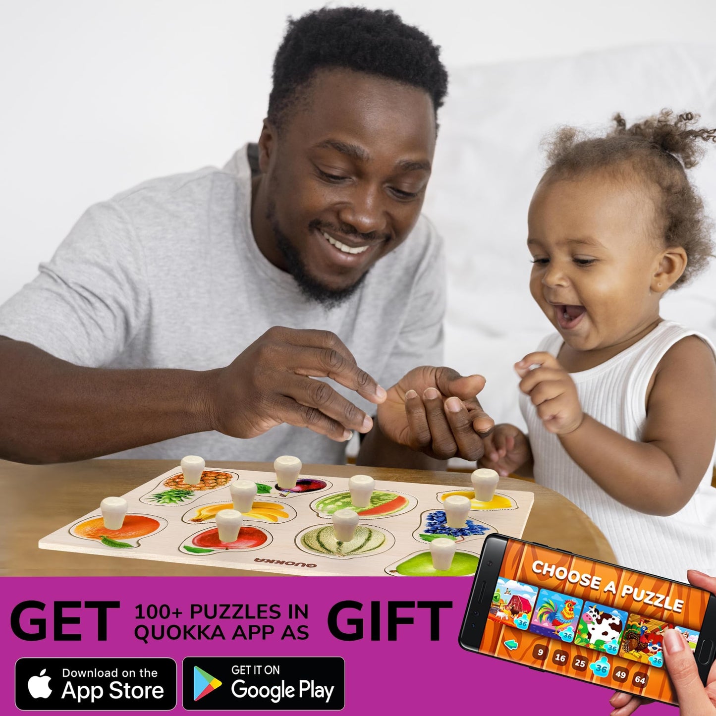 QUOKKA Wooden Puzzles for Toddlers 1-3 - 8XSET Toddler Puzzles Ages 2-4 with Rack - Learning Alphabet, Numbers and Animals Toy Puzzles for Toddlers 3-5 - Wood Games Gift for Boys and Girls