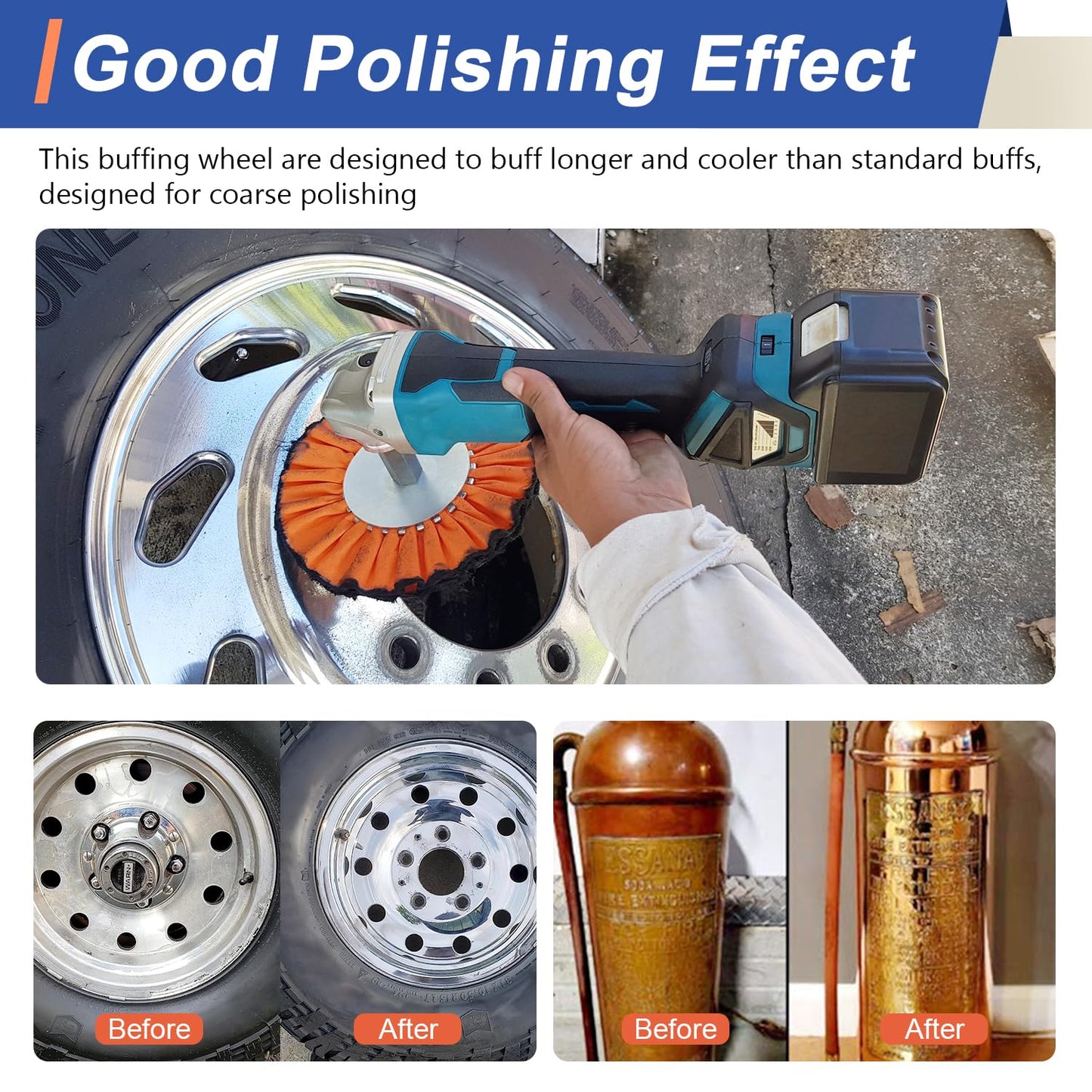 QZATTCAEN 8 Pcs Airway Buffing Wheel Kit 8 Inch Polishing Wheel and Polishing Compound for Angle Grinder 8" in Diameter 5/8" in Arbor Hole Aluminum Metal Buffing Wheels Kit