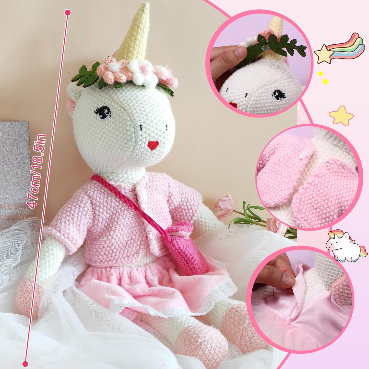 Unicorn Stuffed Animal Furry Bag & Fluffy Dress