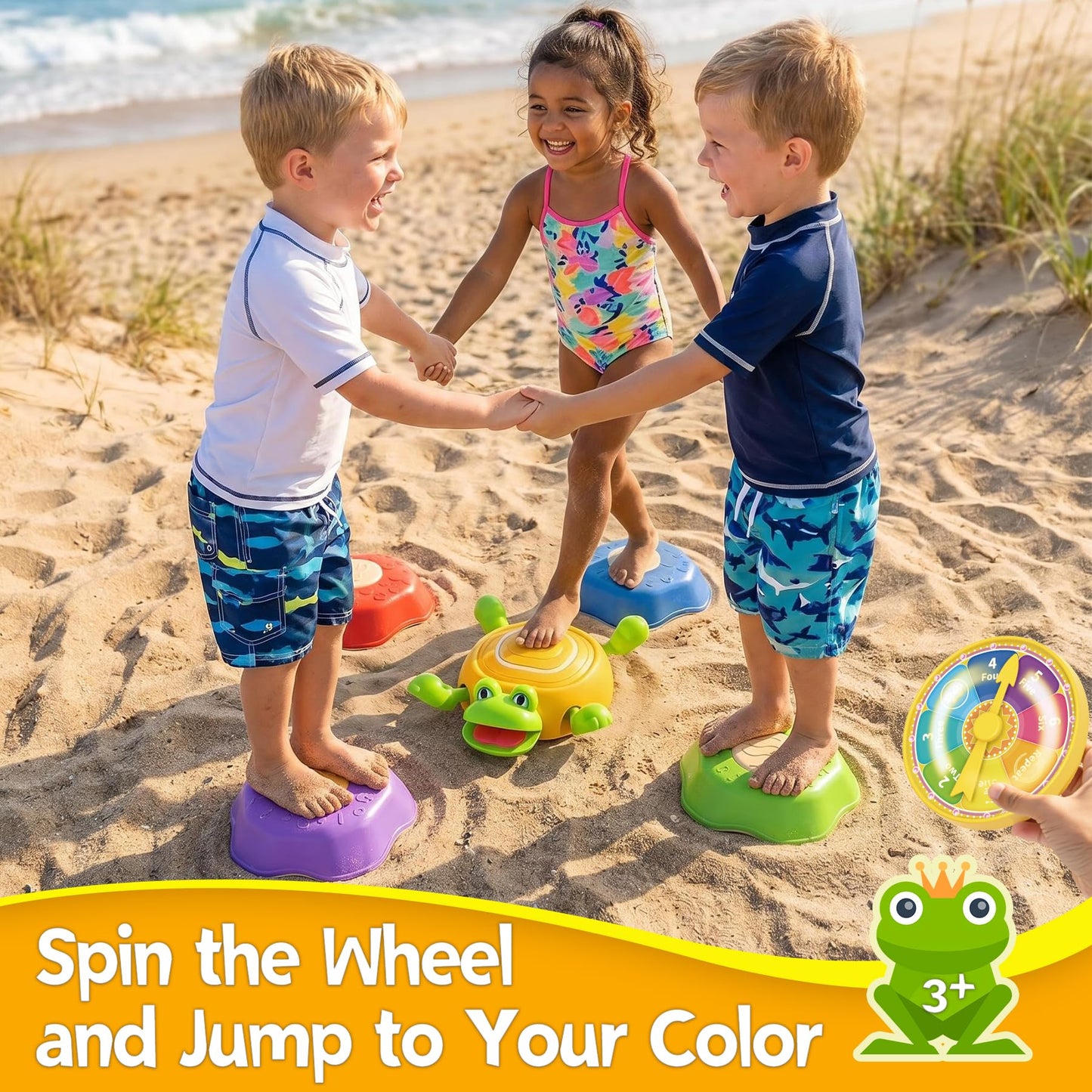 Frog Stepping Stones for Kids, 5pcs Non-Slip Toddler Balance Stepping Stones Toy, Interactive Balance Game with Light and Sound, Toddler Activity Toy Game Toys Indoor or Outdoor Play for Kids Aged 3+