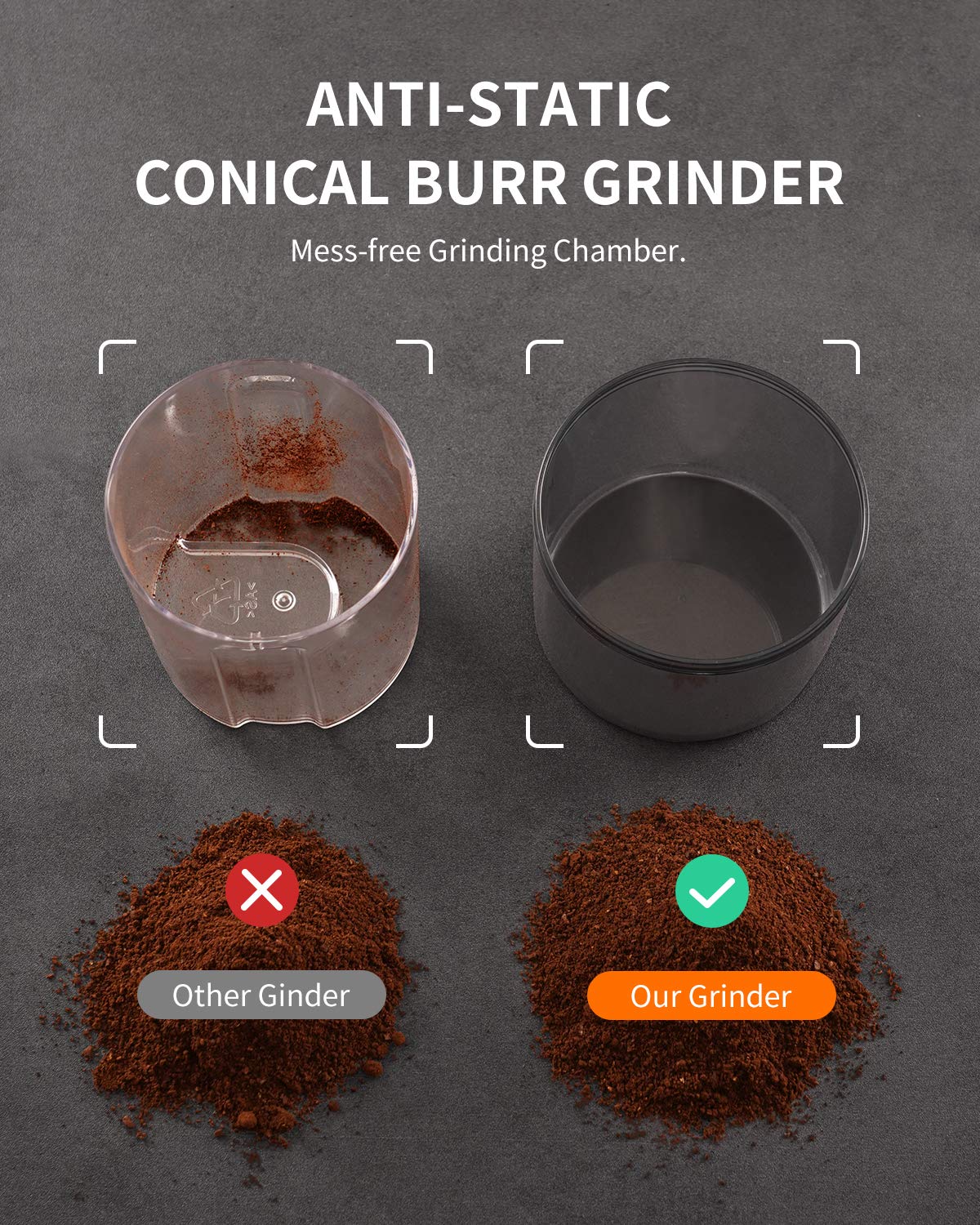 KIDiSLE Conical Burr Espresso Grinder, 35 Precise Settings Electric Coffee Bean Grinder with Anti-Static Technology, Quiet Burr Coffee Grinder for Espresso, Pour Over, French Press, 2-12 Cup, Black