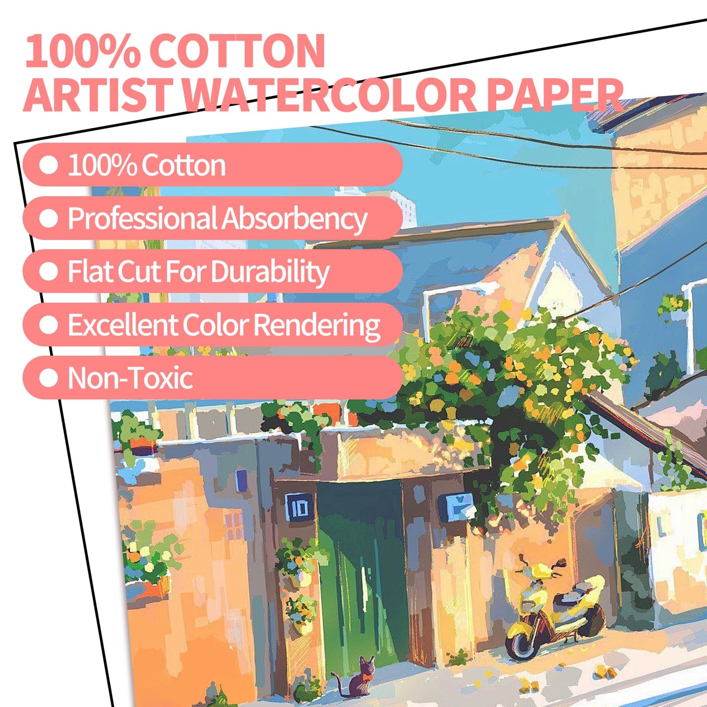 ZAYOUAU 400 Sheets Cotton Watercolor Paper Bulk, 6 x 9 inch 300 GSM White Cold Press Art Painting Paper for Kids, Beginning Academy Artist Loose Drawing Paper Watercolors Sketch Acrylic Painting