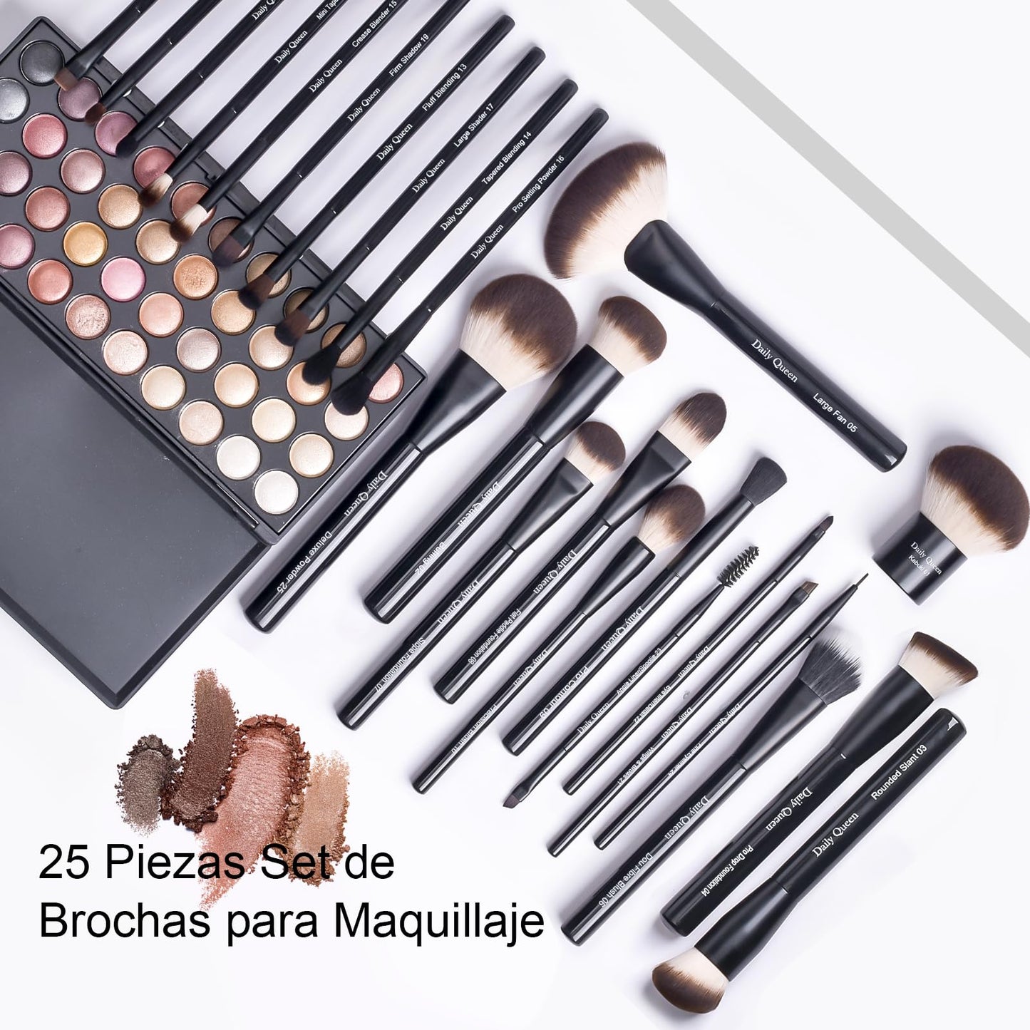 Daily Queen Makeup Brush Set 25 pcs Black Professional Kabuki Powder Concealers Eye shadows Blush Eyeliner Eyebrow Contour Eye blending Brushes