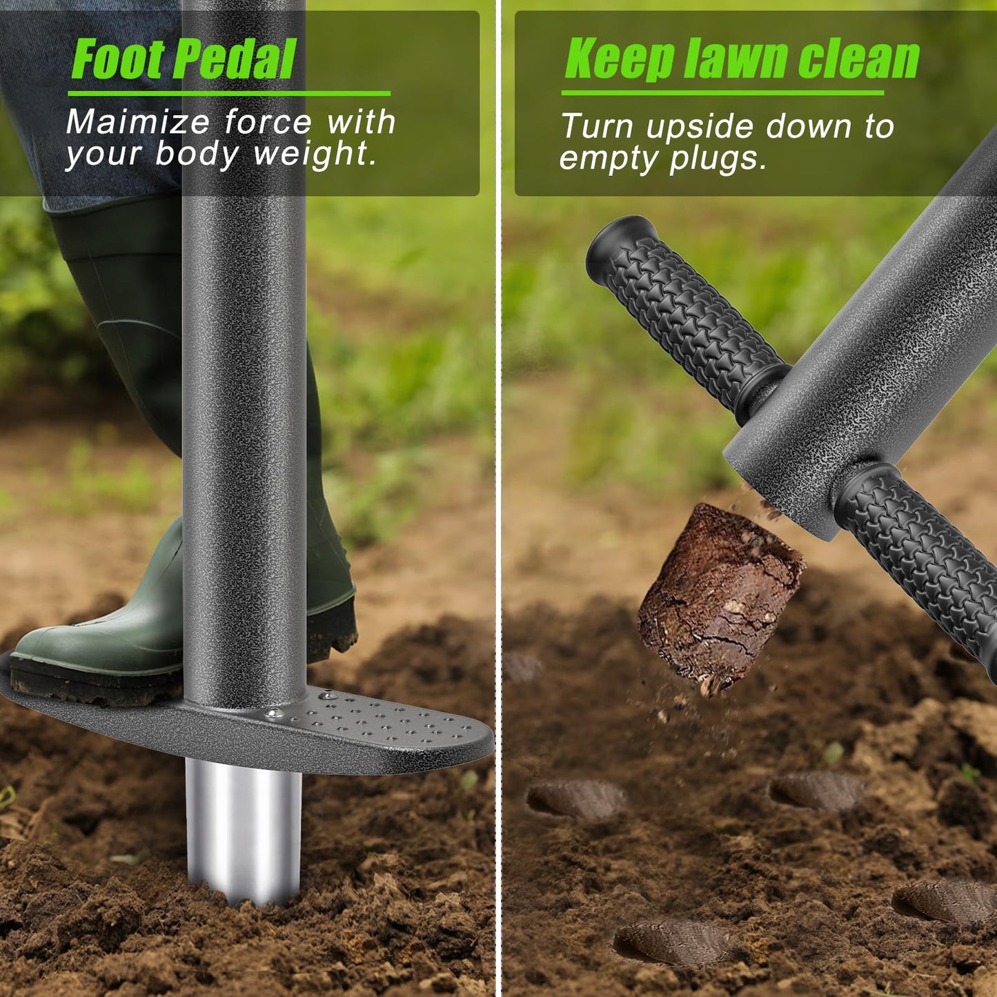 Dolibest Sod Plugger, Bulb Planter Tool with Soft Rubber Grip, Grass Plugger Tool with Stainless Steel Sharp Serrations, Sod Plugger Turf Cutter for Lawn Planting Bulbs and Grass Repair