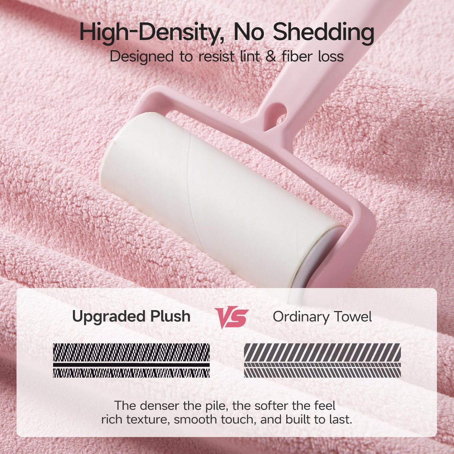 REDKISS Pack of 6 Towel Set - 2 Extra Large Bath, 2 Hand, 2 Washcloths, Ultra Soft & Highly Absorbent, Quicker to Dry, Pink Towels for Bathroom, Spa, Hotel, Gym