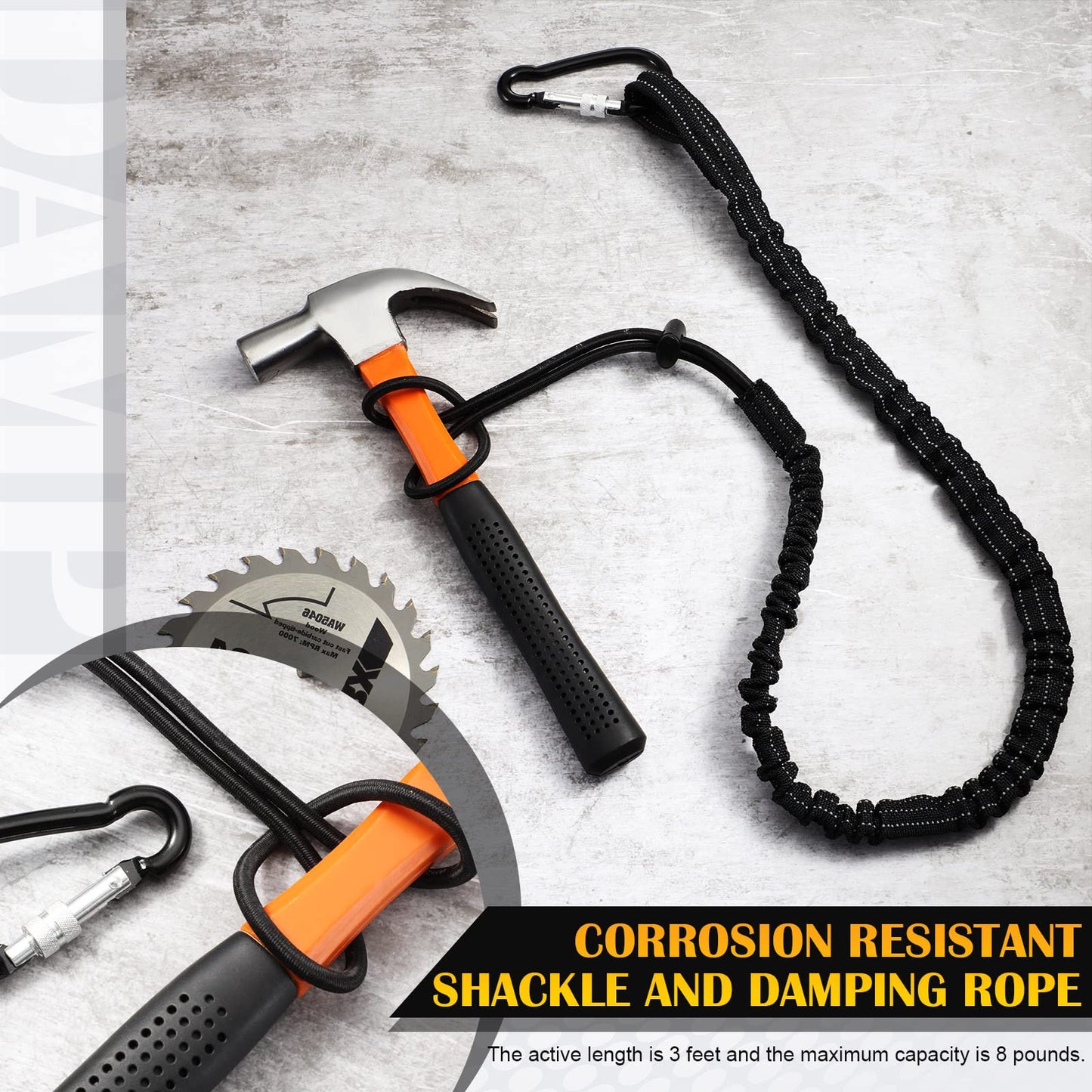 LEIFIDE 24 Pcs Tool Lanyard Standard Length Safety Tool Leash 17.6lb 8kg Tough Adjustable Fall Protection Tether with Aluminum Screw Lock Buckle, Shock Cord Stopper and Retractable Loop End, Black