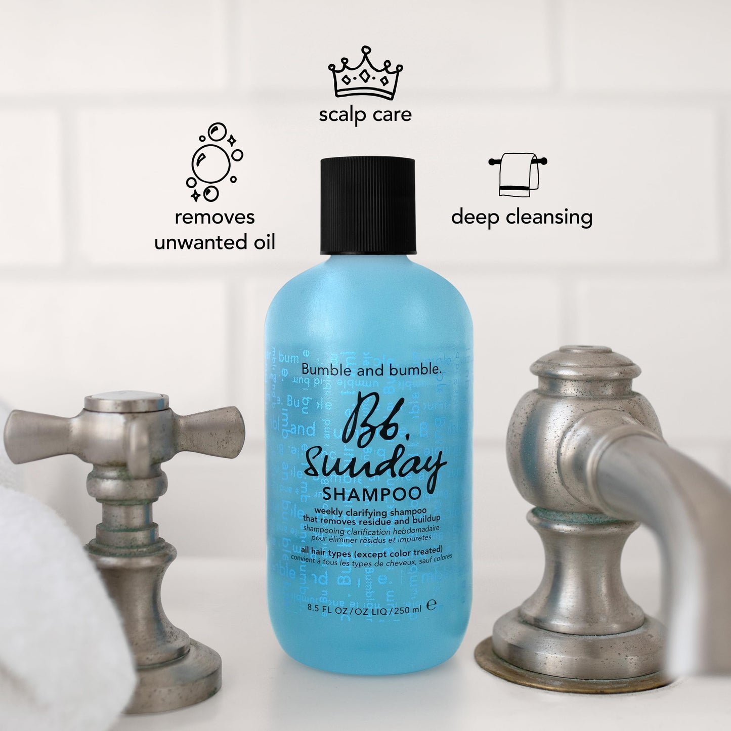 Bumble and bumble. Sunday Weekly Clarifying Shampoo | Removes Residue, Excess Oil + Pollutants | Color Safe | Curly, Wavy, Straight, 8.5 Fl Oz