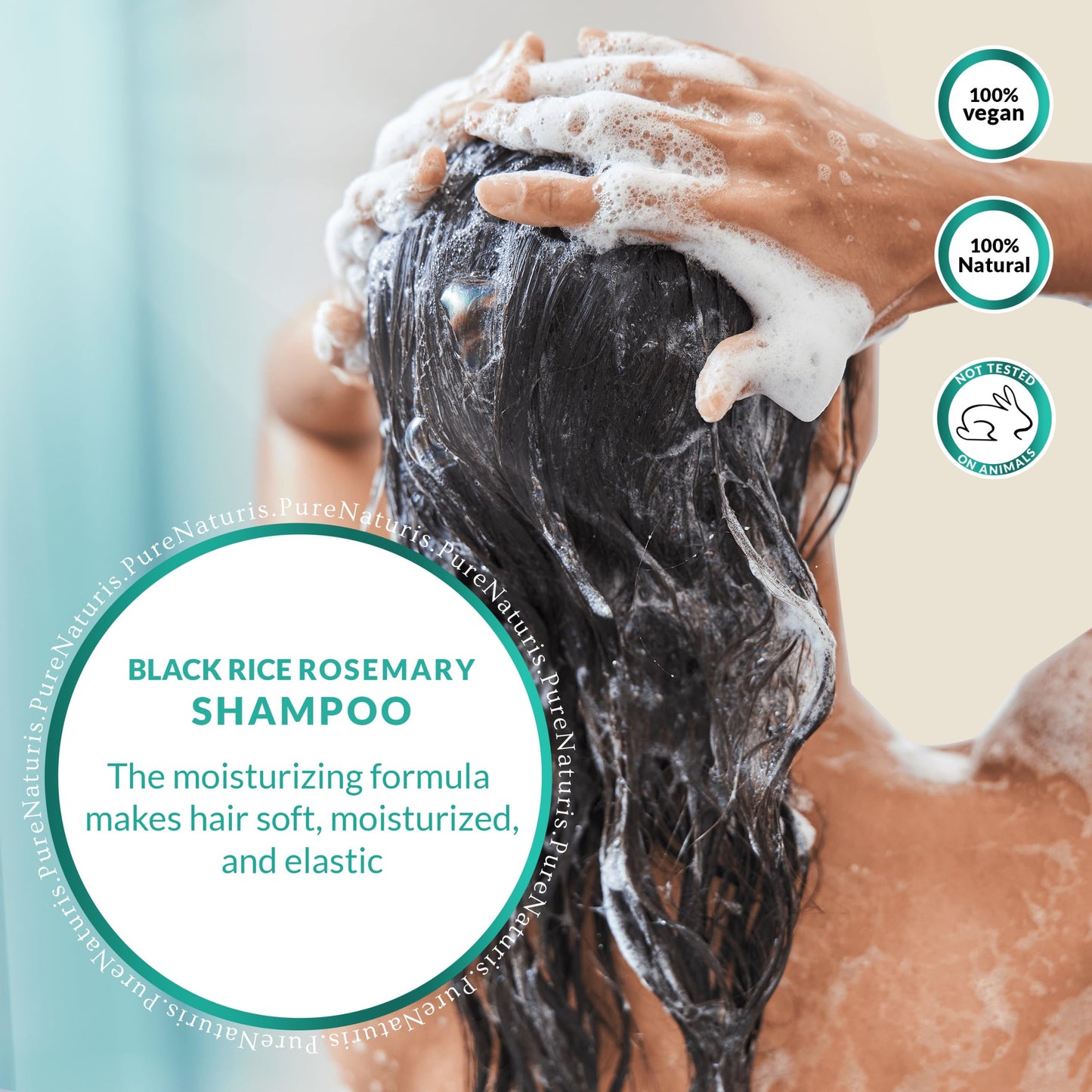 Organic Rosemary Black Rice Water Shampoo Conditioner Set for Hair Growth, Rice Water Spray, w/Rosemary Water, Biotin, Caffeine, Routine Shampoo for Women Men Hair Loss Thickening, Longer