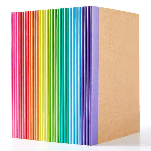32 Pack Composition Notebooks Bulk, Feela Kraft Cover Lined Blank College Ruled Composition Travel Journals with Rainbow Spines For Women Students Business, 60 Pages, 8.3”x 5.5”, A5, 8 Colors