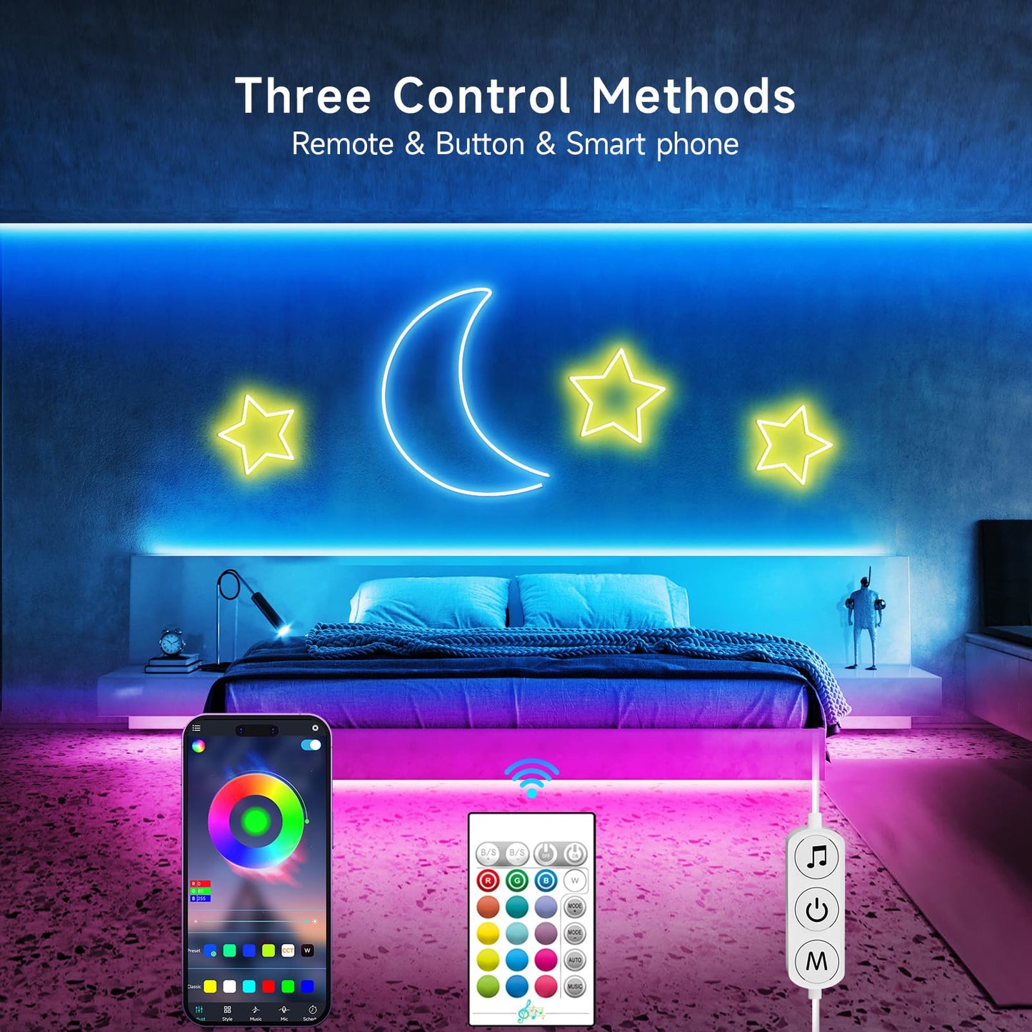 KANTUTOE LED Neon Rope Lights, 32.8ft RGB LED Light Strip, 24V Music Sync App/Remote Control DIY Rope Light, IP67 Waterproof Gaming Neon Strip Lights for Bedroom Indoor Oudoor Décor