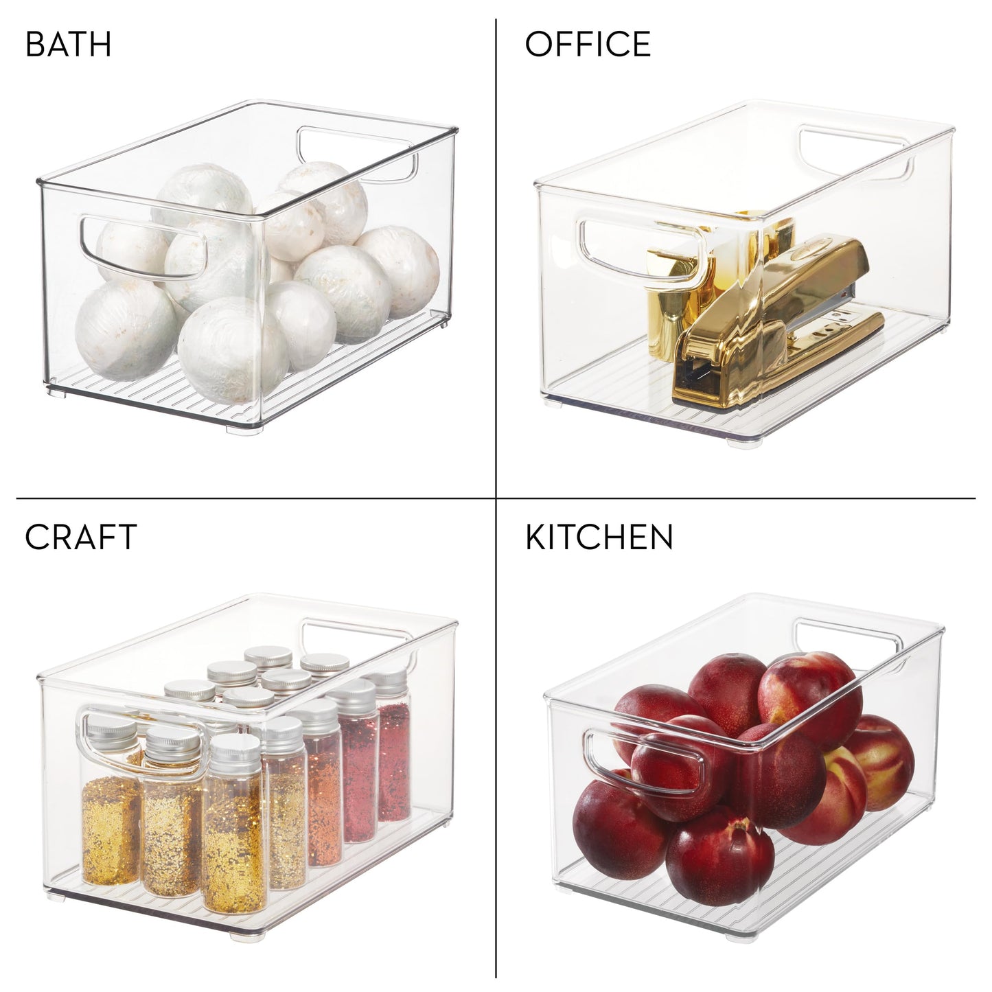 iDesign Stackable Clear Plastic Bin - Kitchen Organizers and Storage for Fridge and Pantry, 6-Pack