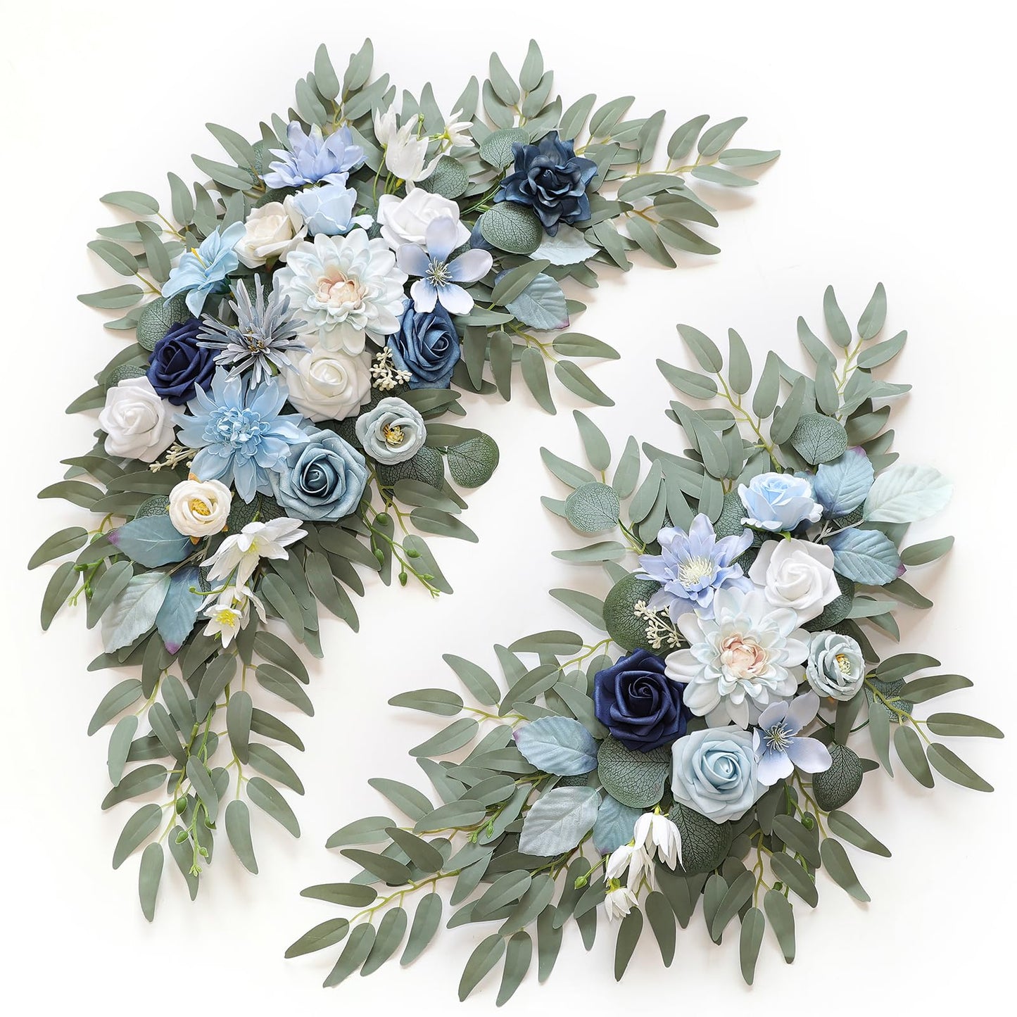 WEIERYUE Artificial Wedding Arch Flowers Kit(Pack of 2) for Wedding Arch, Bridal Shower, Ceremony and Reception Backdrop Decoration (Blue Inspiration)