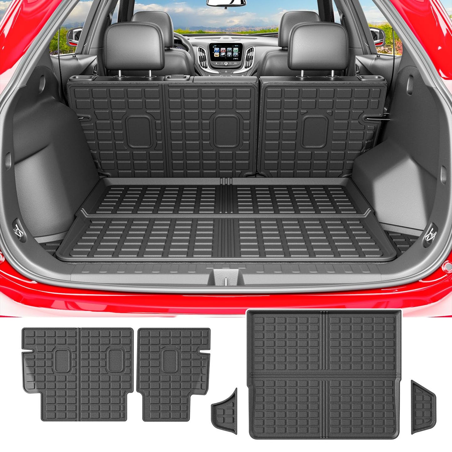 powoq Cargo Mat Compatible with 2018-2024 Chevrolet Equinox GMC Terrain Trunk Mat Backrest Trunk Liner TPE Cargo Liner Replacement for 2018-2024 Chevy Equinox GMC Terrain Accessories