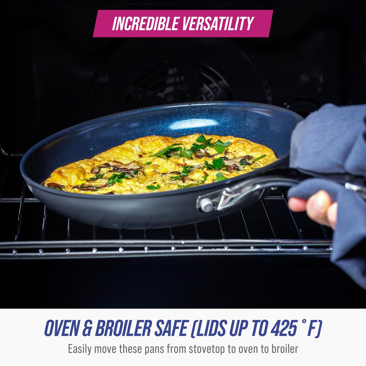 Blue Diamond Cookware Hard Anodized Ceramic Nonstick, 10" Frying Pan Skillet, PFAS-Free, Dishwasher Safe, Oven Safe, Grey