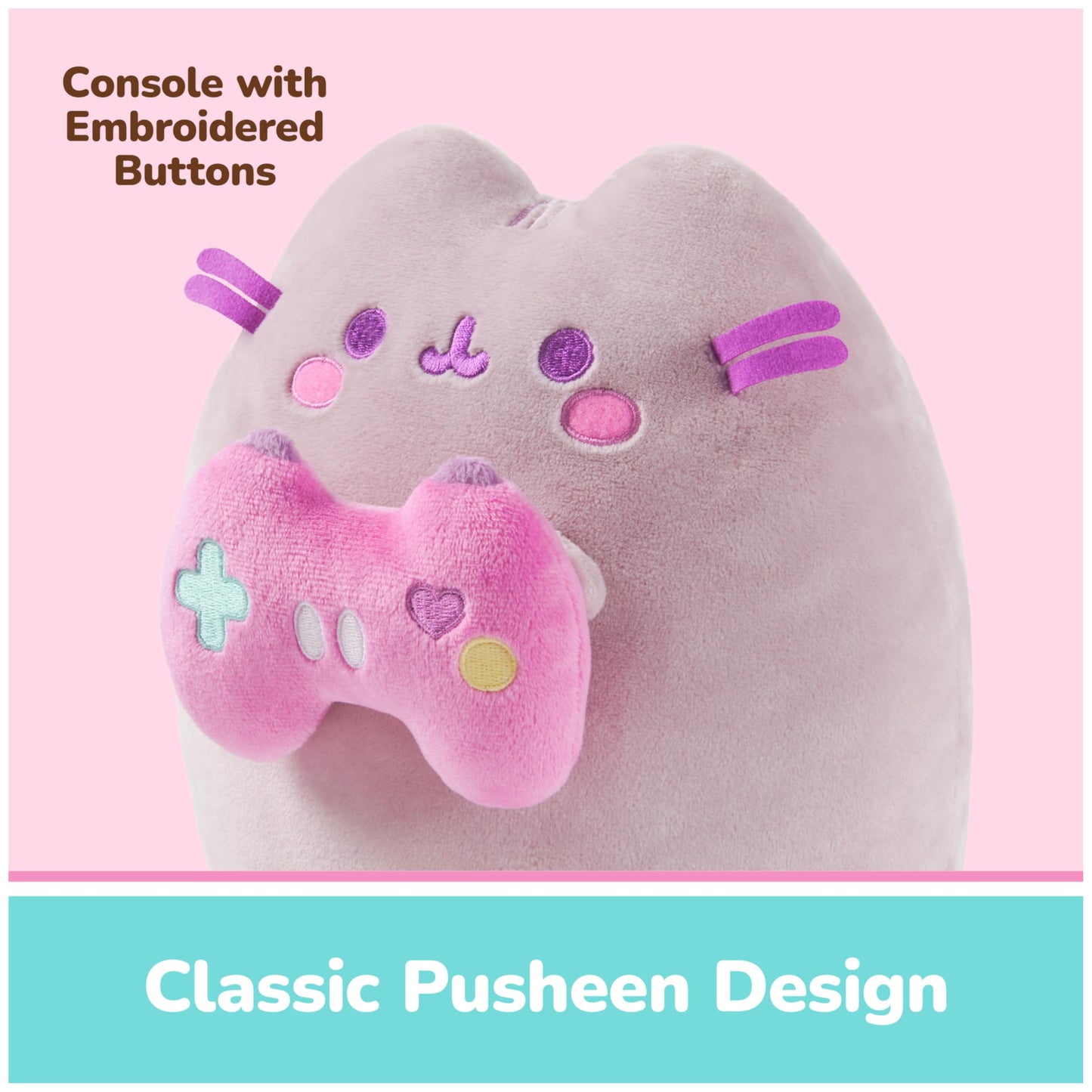 GUND Pusheen Gamer Plush, Squishy Toy, Collectible Plush Toy, Gaming Decor, Stuffed Animal for Ages 8 and Up, Gray, 9.5”