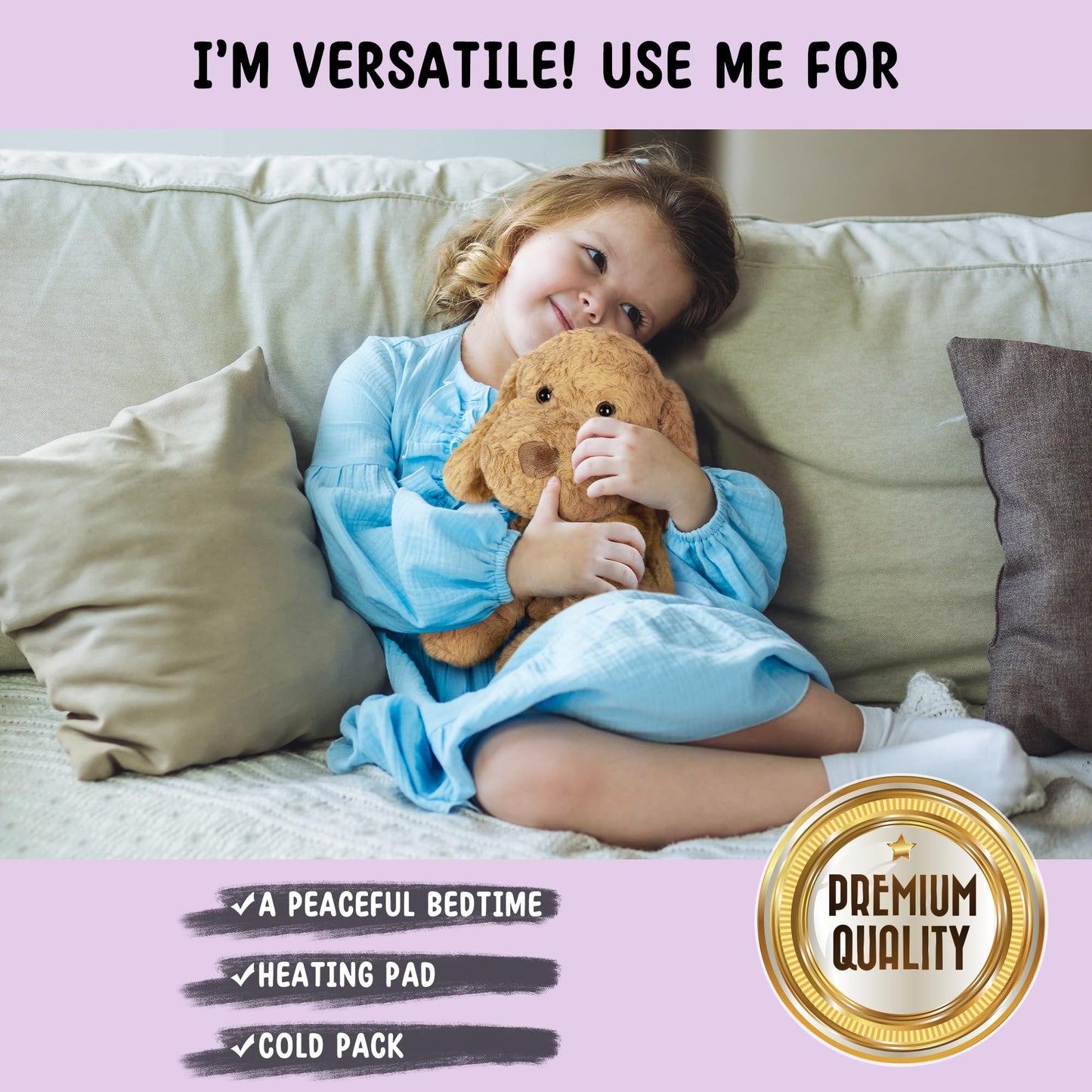 Happy Fuel Poodle Dog Microwavable & Weighted Stuffed Animals -1.5Lbs Unscented Heating Pad for Period Cramps Pain Relief and Anxiety, Cute Goldendoodle Plush Toys Gifts for Women Girls and Kids