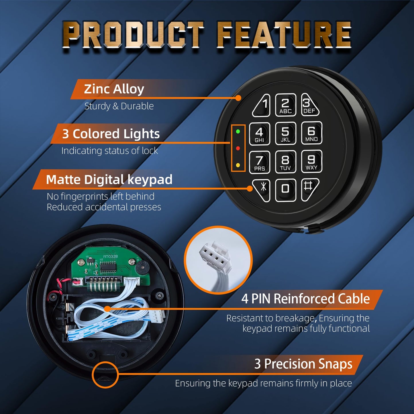 Electronic Safe Lock Replacement Keypad with Solenoid Lock, Gun Safe Lock with Programmable Electronic Keypad, Lock Fits High Security Safe Box and Security Cabinet