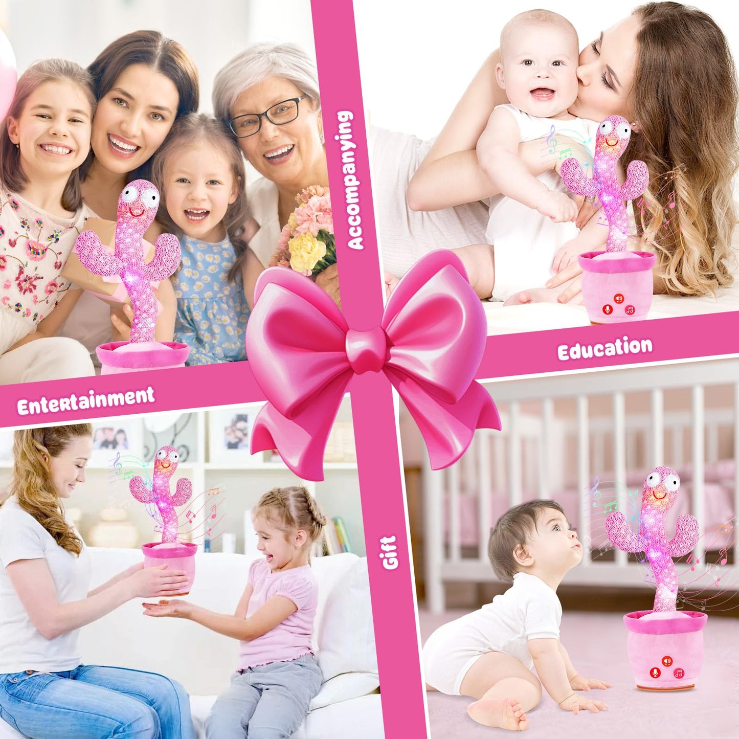 SANJOIN Dancing Talking Cactus Toy for Baby Toddlers, Baby Girl Toys 18 Months+, Volume Adjustable, Mimicking, Recording, Singing. Baby Toys & Gifts for Girls, Easter Basket Stuffers for Girls Boys