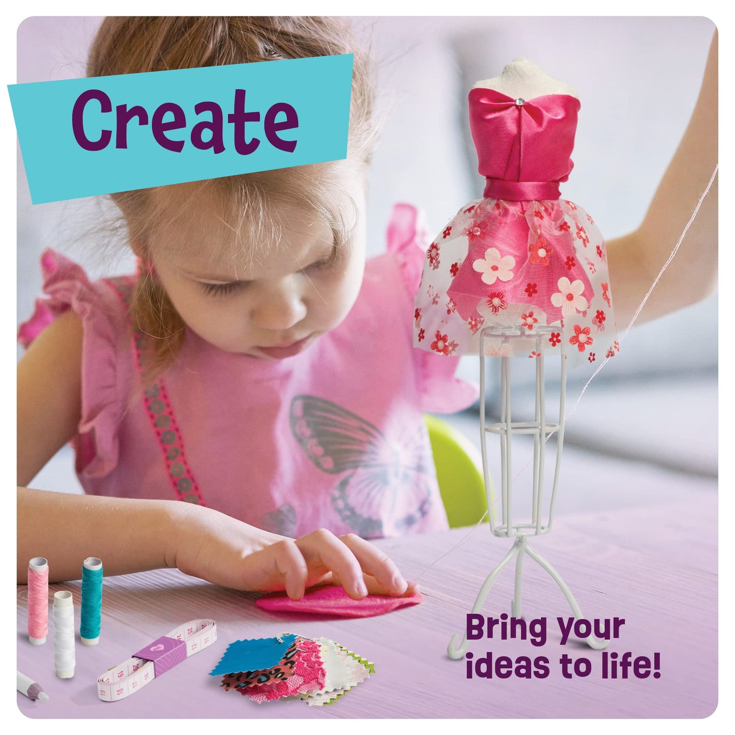 Pretty Me Fashion Design Studio - Sewing Kit for Kids - Designer Dress Girls Arts Crafts Kits Ages 8, 9, 10, 11, 12 Age - Sketch, Sew, Style - Kid Art Projects Gift - Girl Craft Activities Gifts