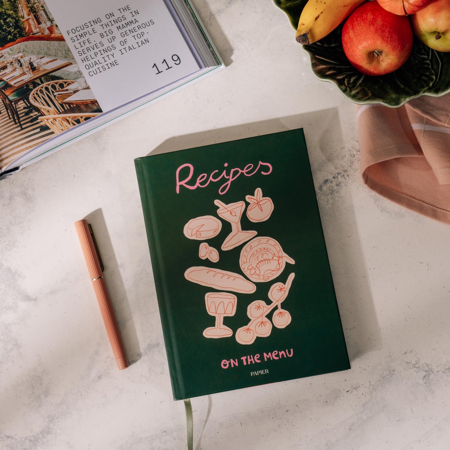 Papier Al Fresco Recipe Journal - Hardback | Blank Space To Plan Breakfast, Lunch, Dinner, Dessert | Foodie Gift | Write Your Own Recipes, Note Ingredients & Tips | Includes Size & Temperature Chart
