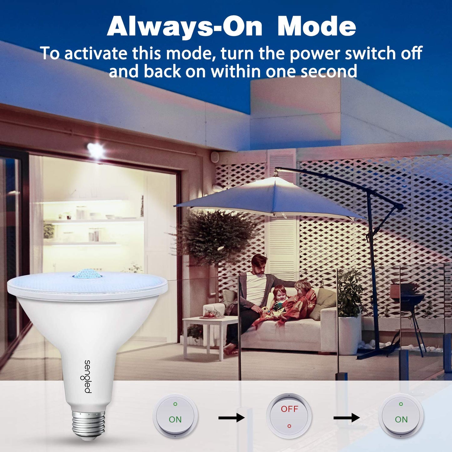 Sengled Motion Sensor Flood Lights Outdoor Dusk to Dawn Security Light Bulbs, E26 Base PAR38 Motion Activated 5000K Daylight, 1500LM, Waterproof LED Light Bulbs for indoor-outdoor, 4 Pack 4rd Gen