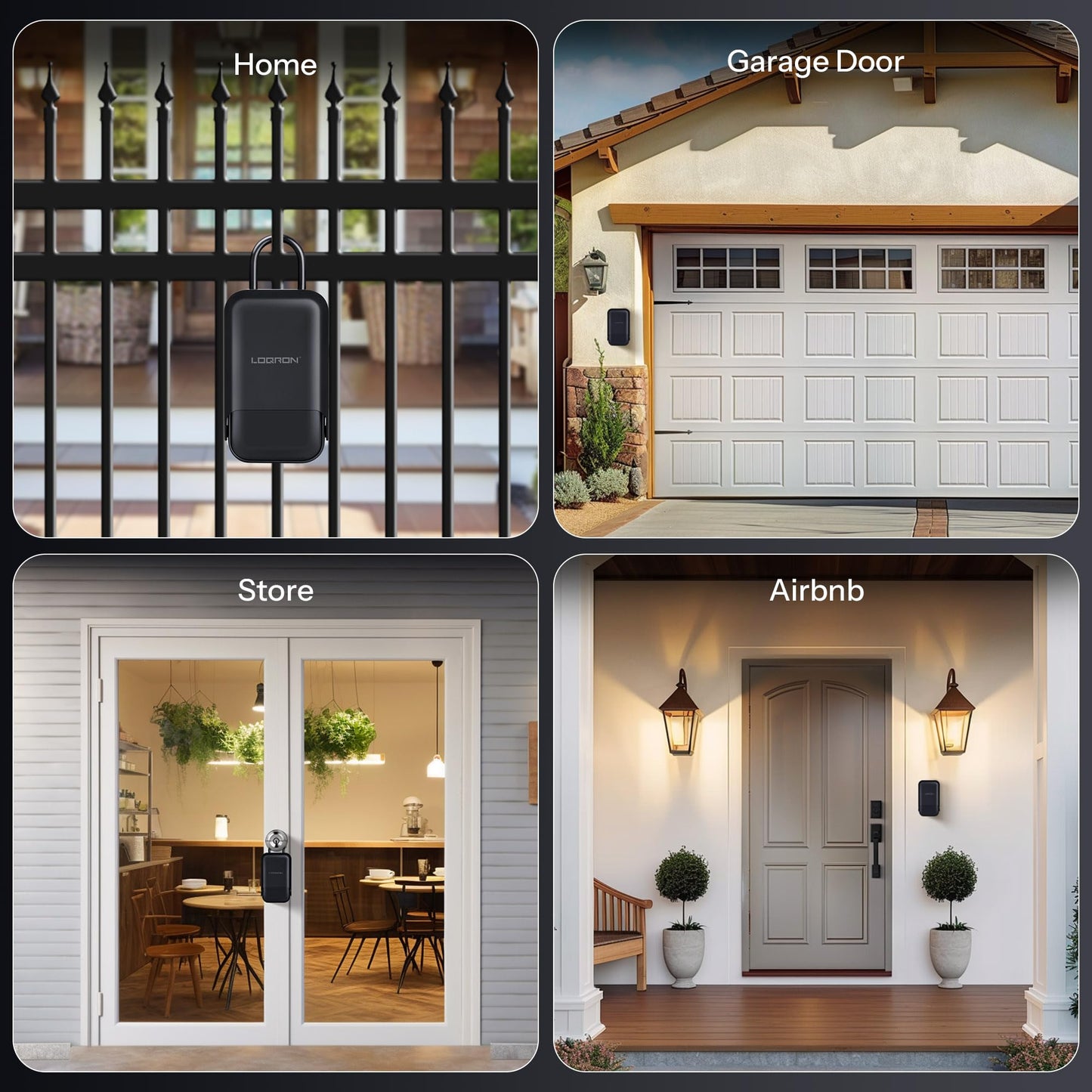 LOQRON Smart Key Box - Advanced Fingerprint Recognition, App Control, Manual Keys, Access Card - Weatherproof, Wall Mounted & Door Hanging for Home, Airbnb, Realtor and Office