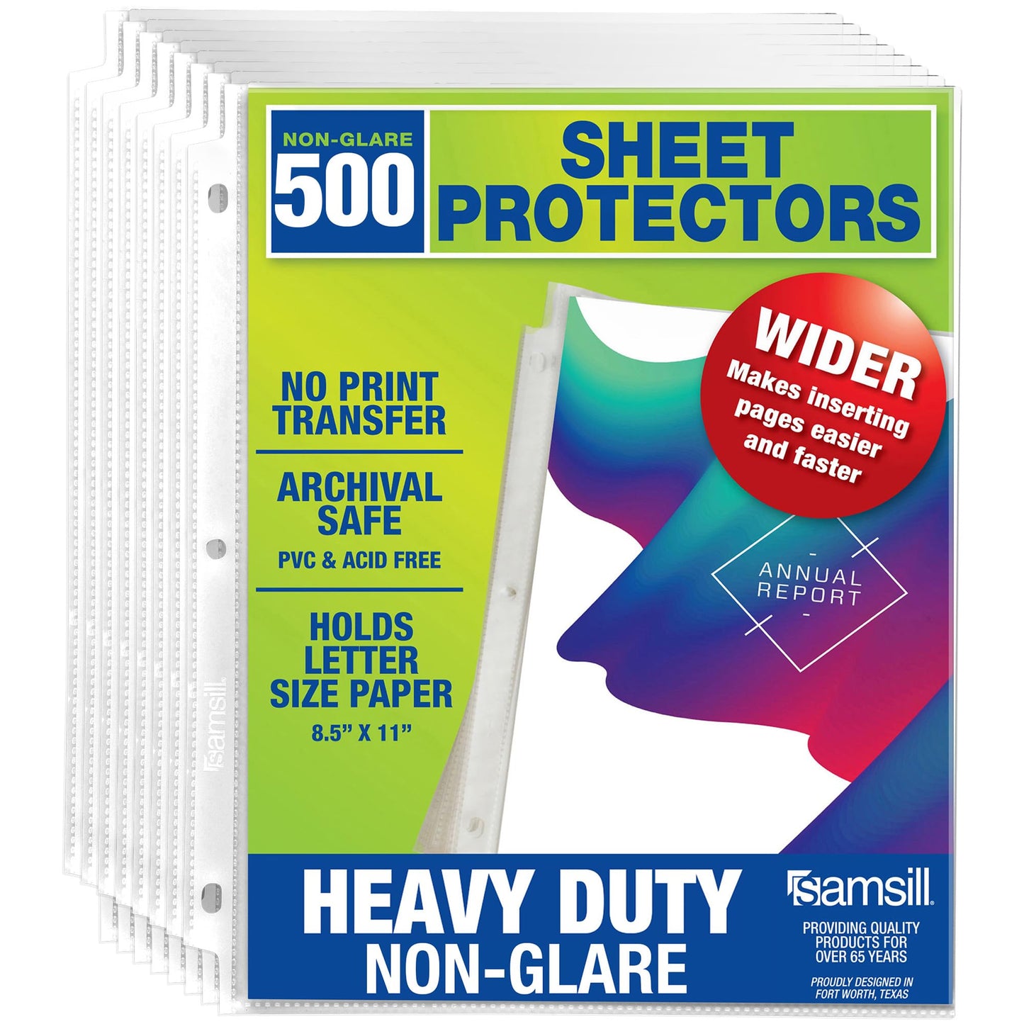 Samsill 500 Pack Heavy Duty Sheet Protectors, Non-Glare, 8.5x11 Inch Page Protectors for 3 Ring Binder, Letter Size Protectors, Reinforced Holes, Non-Glare Document Sleeve, Acid Free, Top Loading