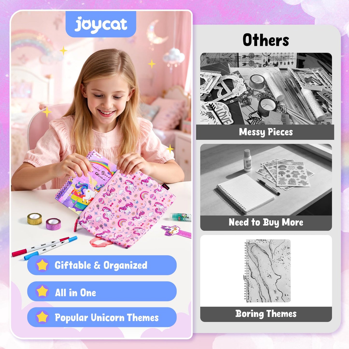 JoyCat DIY Journaling Kit with Storage Bag Diary for Girls 8 9 10 11 12 Year Old Scrapbook Art Crafts for Kids Teen Girl Journal Set Supplies Birthday Gift