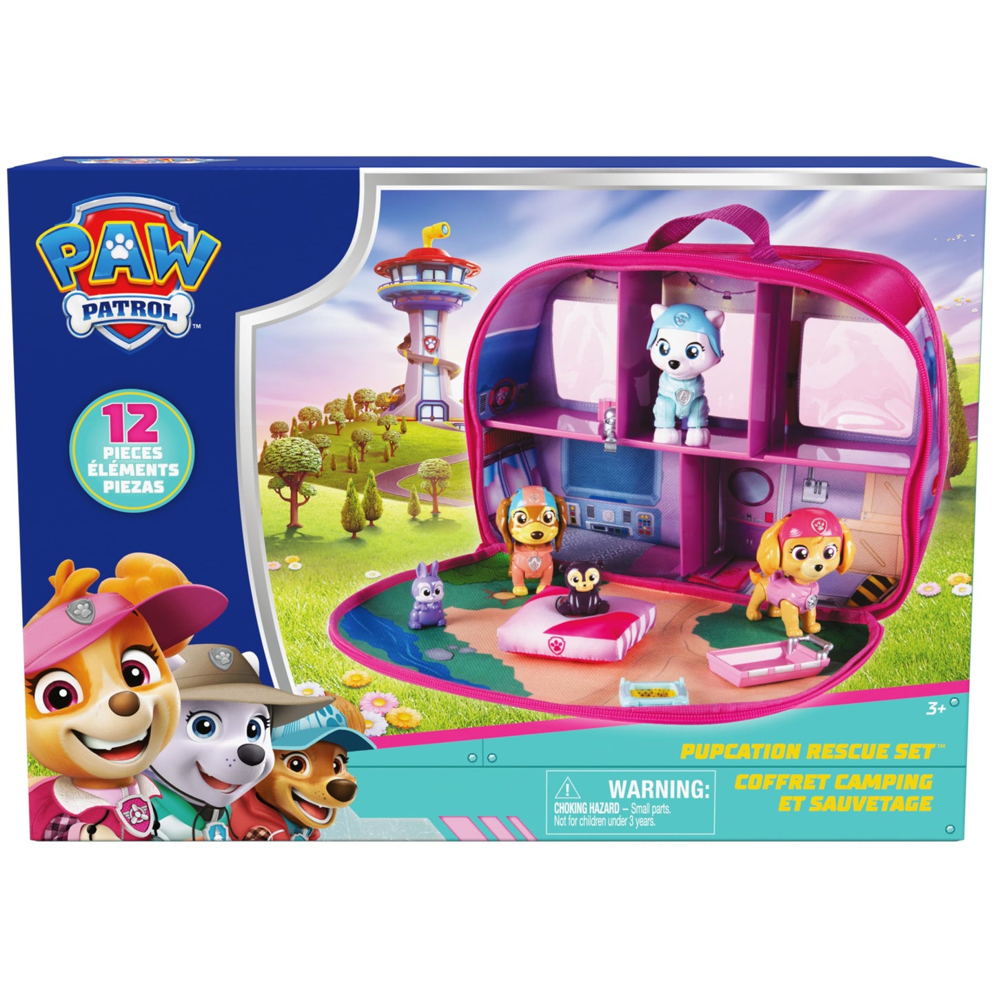 PAW Patrol Skye's World Pupcation Rescue Set with Skye, Everest & Liberty Bobble Head Toy Figures & RV Camper, Kids Toys for Boys & Girls Ages 3 & Up