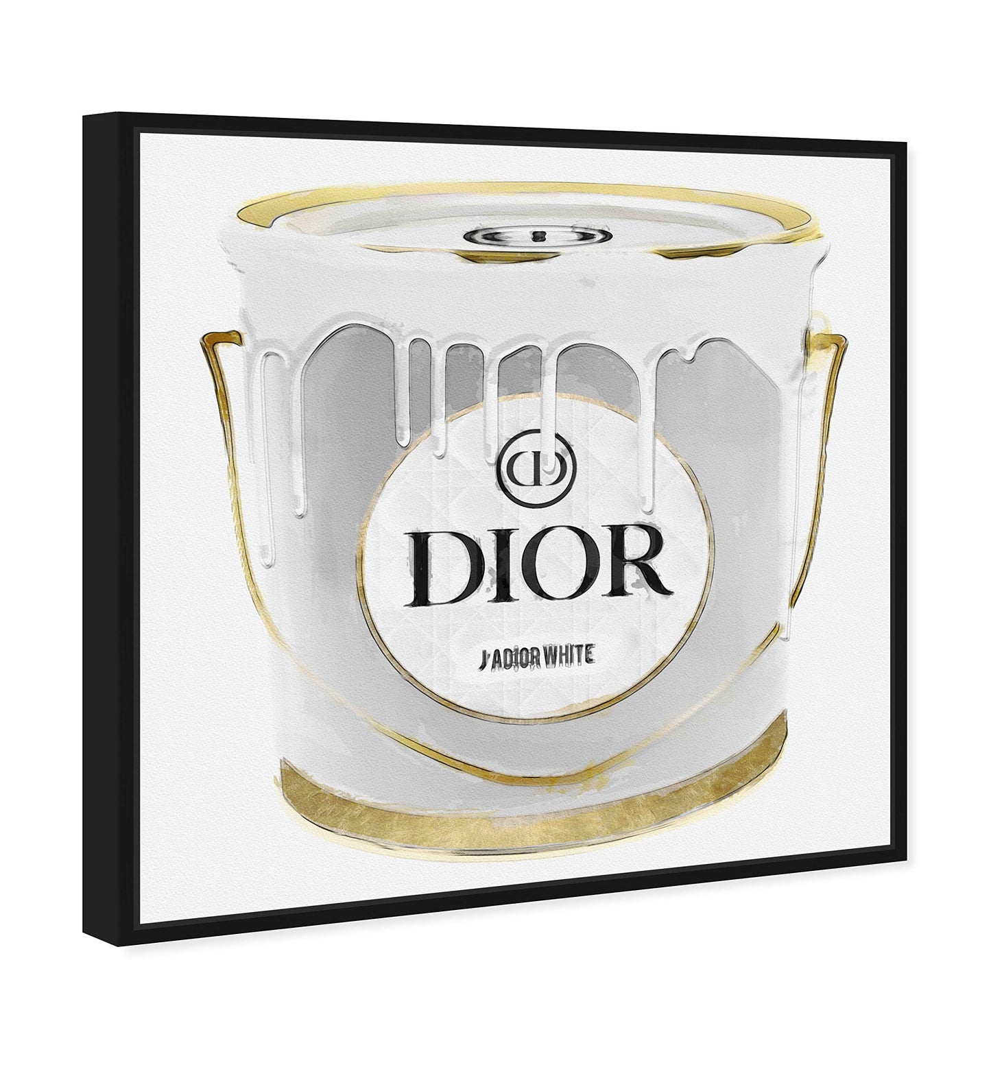 The Oliver Gal Artist Co. Fashion and Glam Framed Wall Art Canvas Prints Paint' Cans Home Décor, 12 in x 12 in, White, Gold