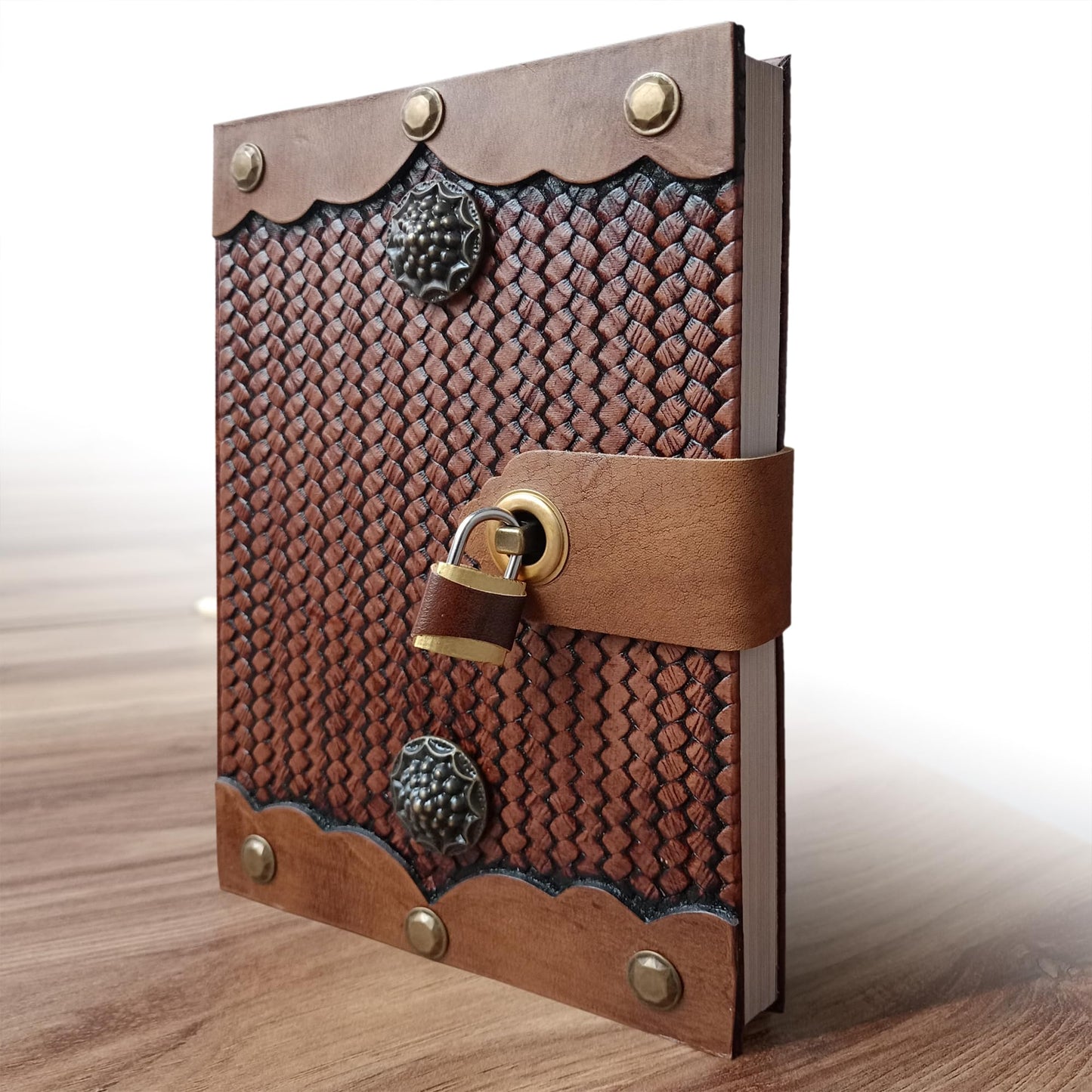 Trend Tick Antique Door Design Lockable Diary with Padlock, Handmade Leather Journal with Lock, Gift for Men Women Lined Paper Diary With Lock, 384 Pages Big size Journal for Writing Diary