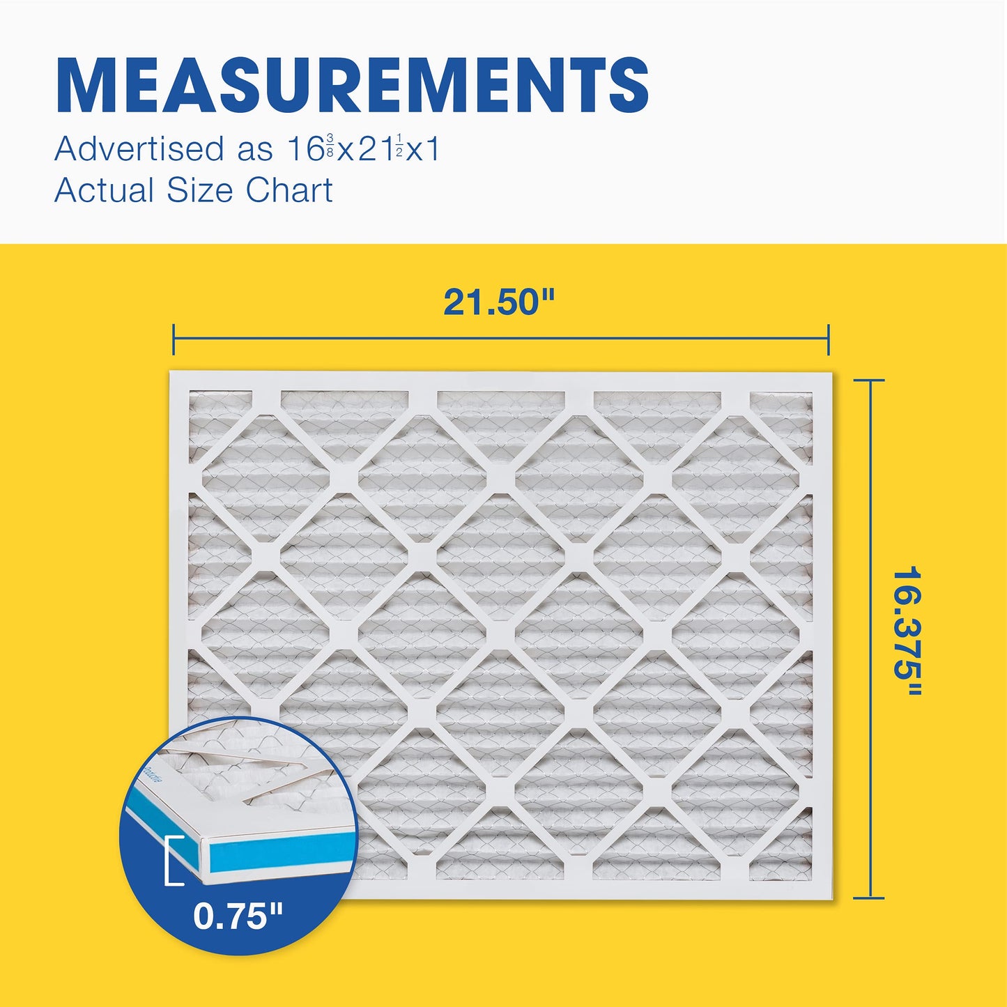 Aerostar 16.375x21.5x1 MERV 13 - 6 Count - Pleated HVAC, Furnace & Air Conditioner Filters - Removes Bacteria, Dust, Germs, Lint, Mold, Pet Dander, Allergy-Causing Pollen, Smog, Smoke & Viruses