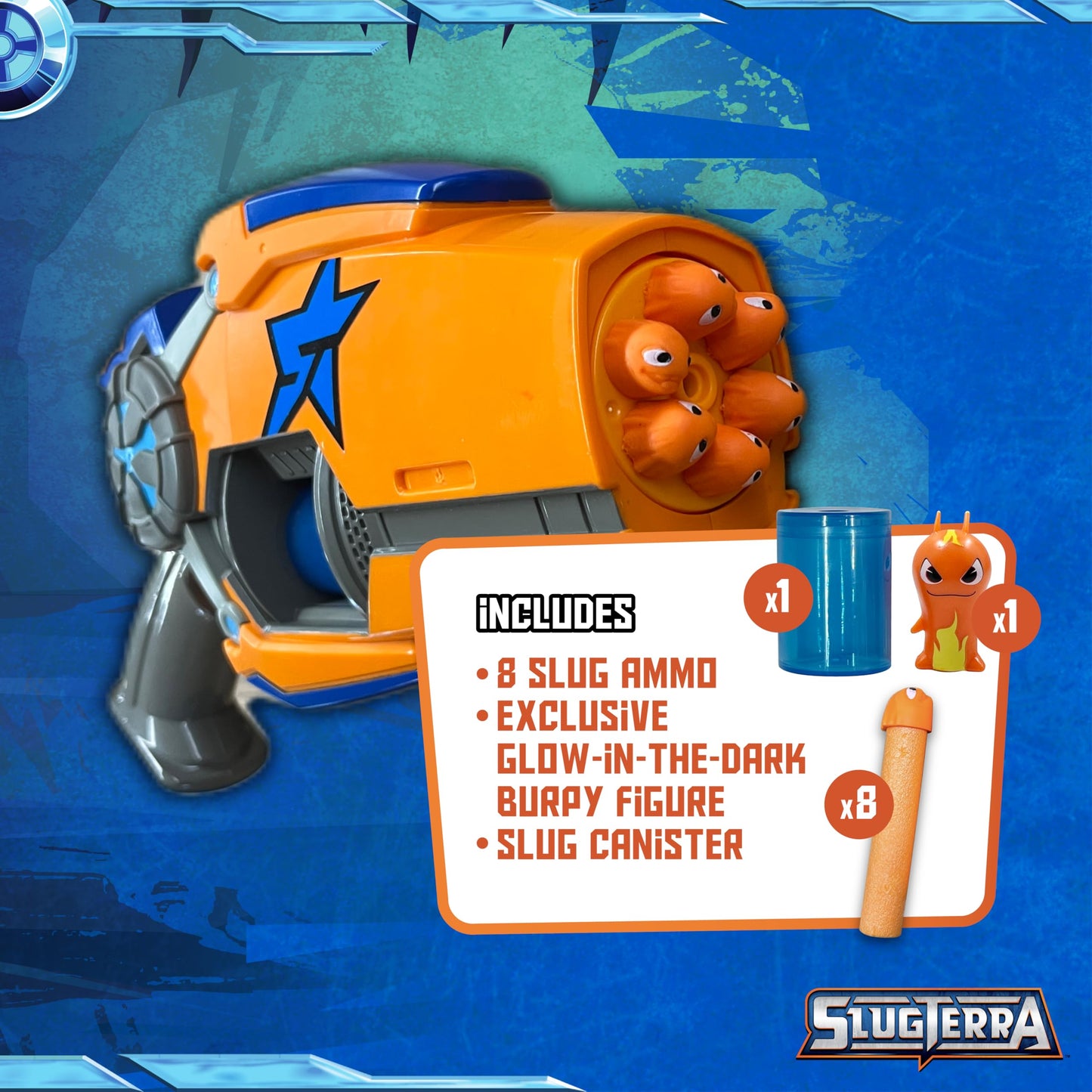Slugterra Eli's Rapid Fire Blaster, Holds 6 Slug Ammo, Foam Slugs Shoot Over 30 Feet, Pull Back to Launch Each Slug, Includes 8 Slug Ammo, Toy for Kids & Teens