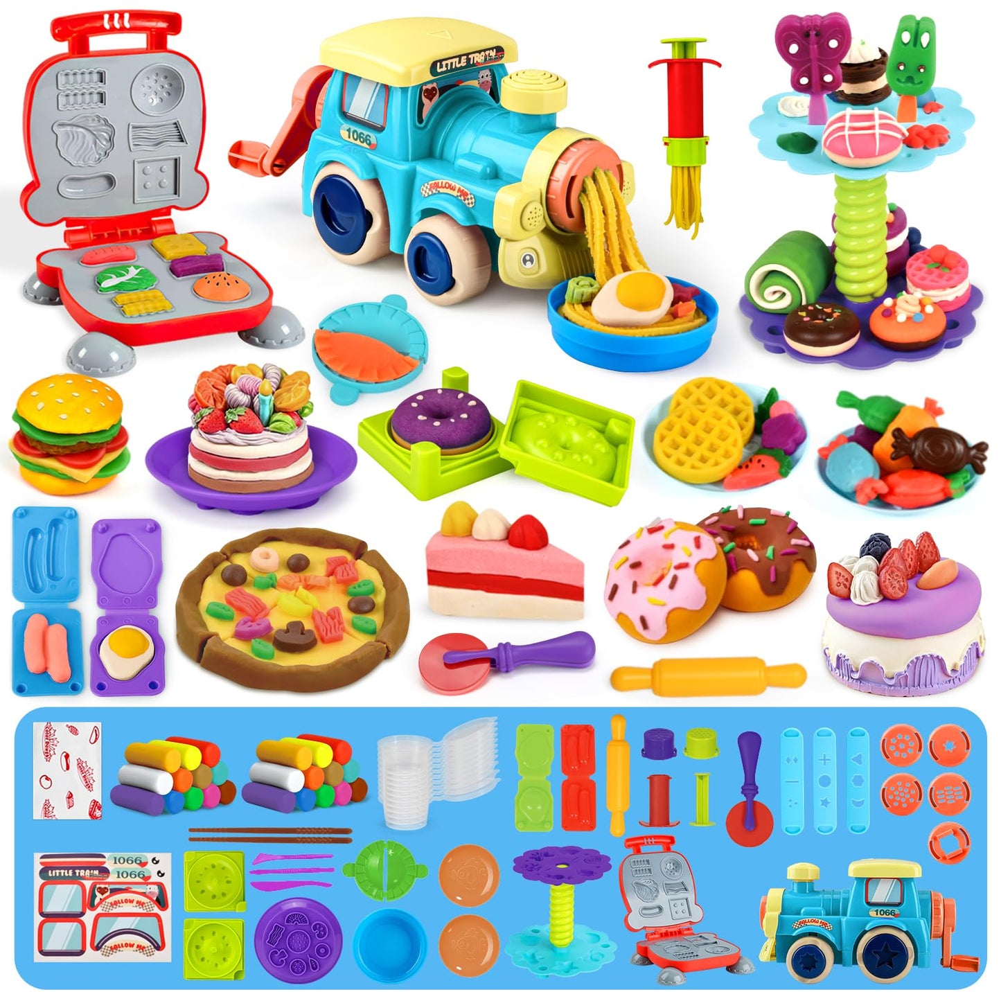 Aprilwolf 3 in 1 Dough Sets for Kids Ages 3-4-8, Hamburger Maker Machine Boys Girls