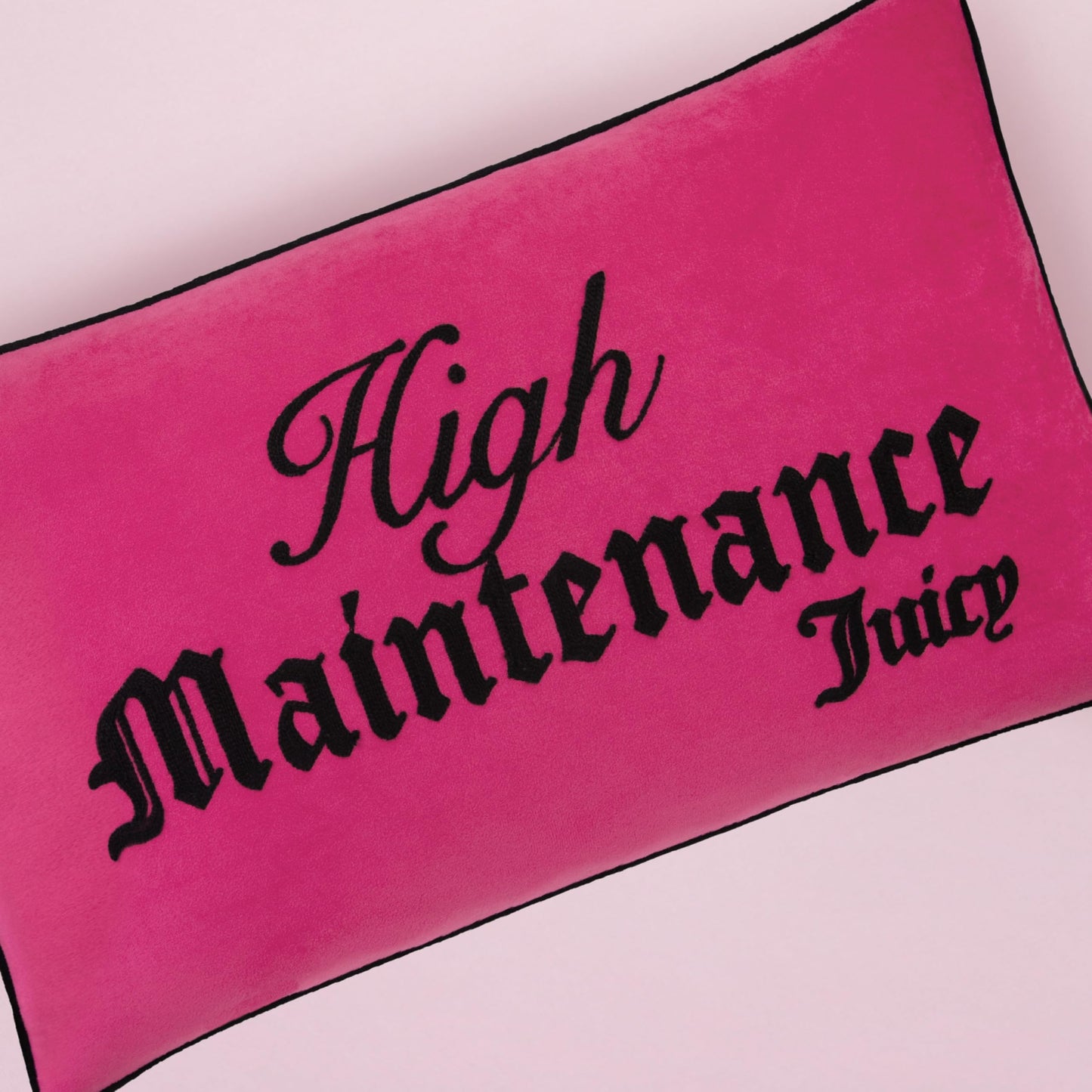 Juicy Couture High Maintenance/Expensive Taste Reversible 14" x 24" Decorative Pillow, Hot Pink/Black