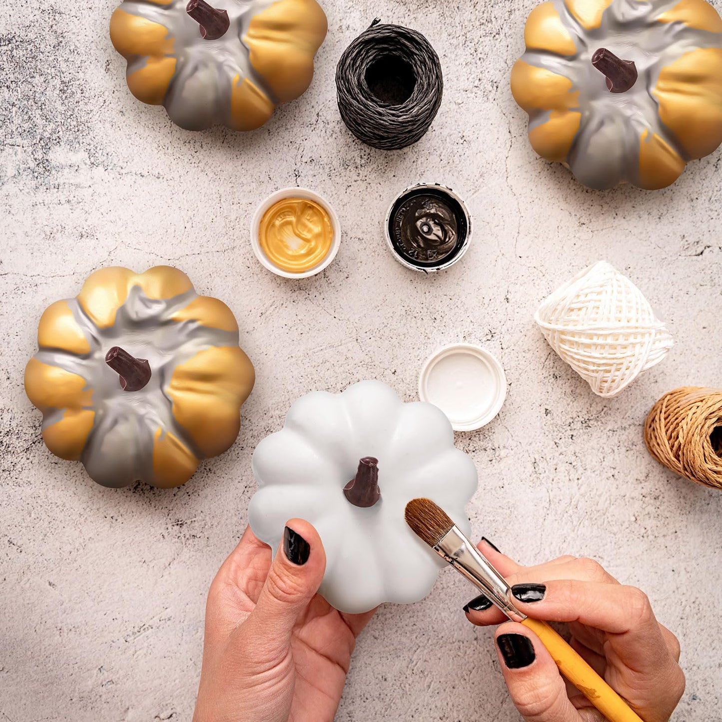 Liliful 24 Pack 4 Inch Fall Harvest White Artificial Pumpkins Crafts Rustic Decorative Pumpkin Foam Pumpkins Decoration for Halloween Thanksgiving Wedding Dining Table Centerpiece Decorating