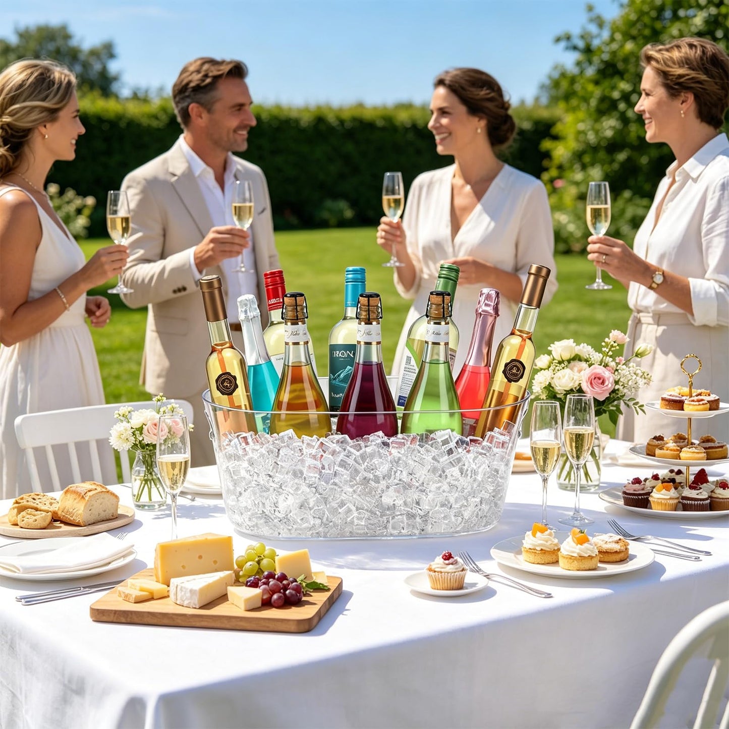 3 PCS Ice Buckets for Parties, 15L Large Ice Bucket, 4 Gallon Champagne Bucket with Scoops, Beverage Tub Mimosa Bar Supplies for Champagne, Beer, Cocktail