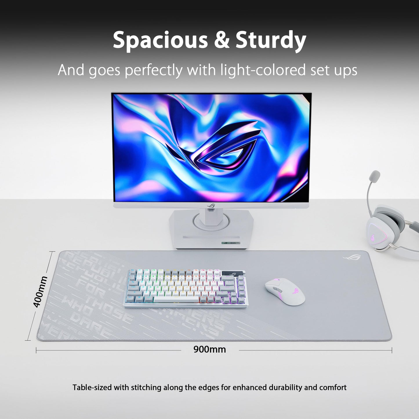 ASUS ROG Scabbard II Arctic Gray XXL Gaming Mouse Pad – 35.4” x 15.7” (Extended/XXL Size), Soft Cloth Surface, Water/Oil/Dust-Resistant, Anti-Fray Edges, Non-Slip Base - Gray