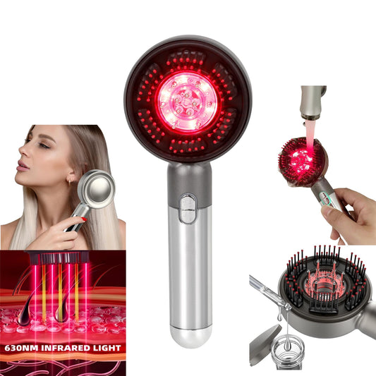 YXYOUNG Multi Functional 3 in 1 Electric Scalp Massager Hair Growth, Red Light Therapy Scalp Massager with Oil Applicator, Portable Smart Scalp Hair Brush IPX7 Waterproof