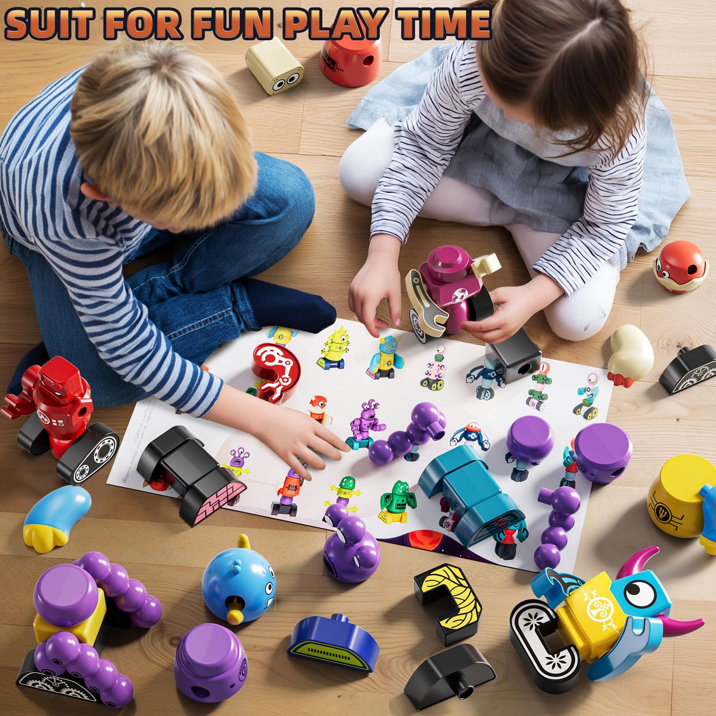 KIZONLY Magnets Robot Building Toys for Kids Ages 3-5 4-8 - 106 PCS Monsters Toys Robot Stacking Building Blocks Set with Storage Box, Creative Learning Christmas and Birthday Gifts for Boys Girls 2-4