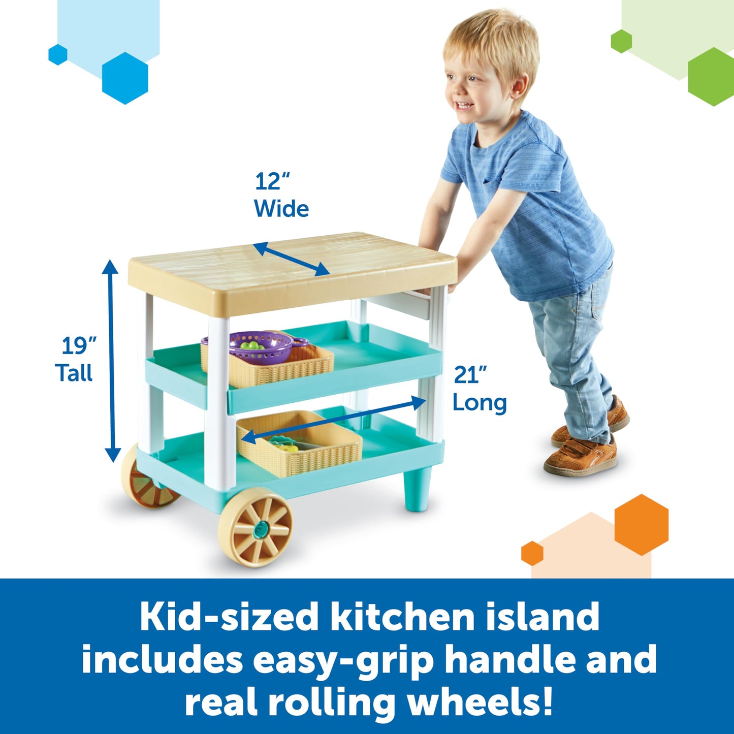 Learning Resources New Sprouts Prep ‘n’ Store Kitchen Island, Ages 2+, Play Food for Kids’ Kitchens, Grocery Store Pretend Play, Play Food For Toddlers,11 Pieces